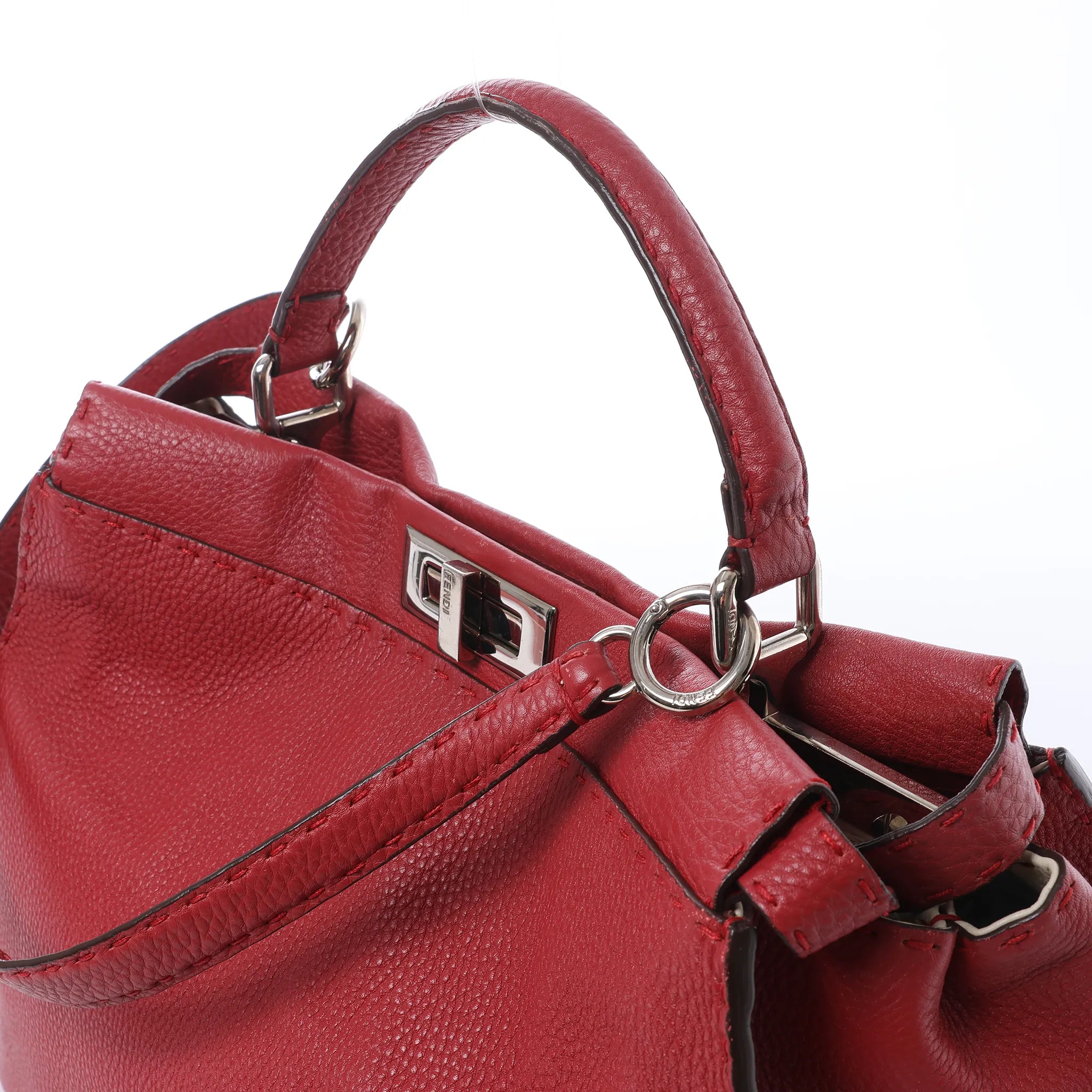 Fendi Peekaboo Large Selleria Leather 2Way Handbag in Red 8BN210