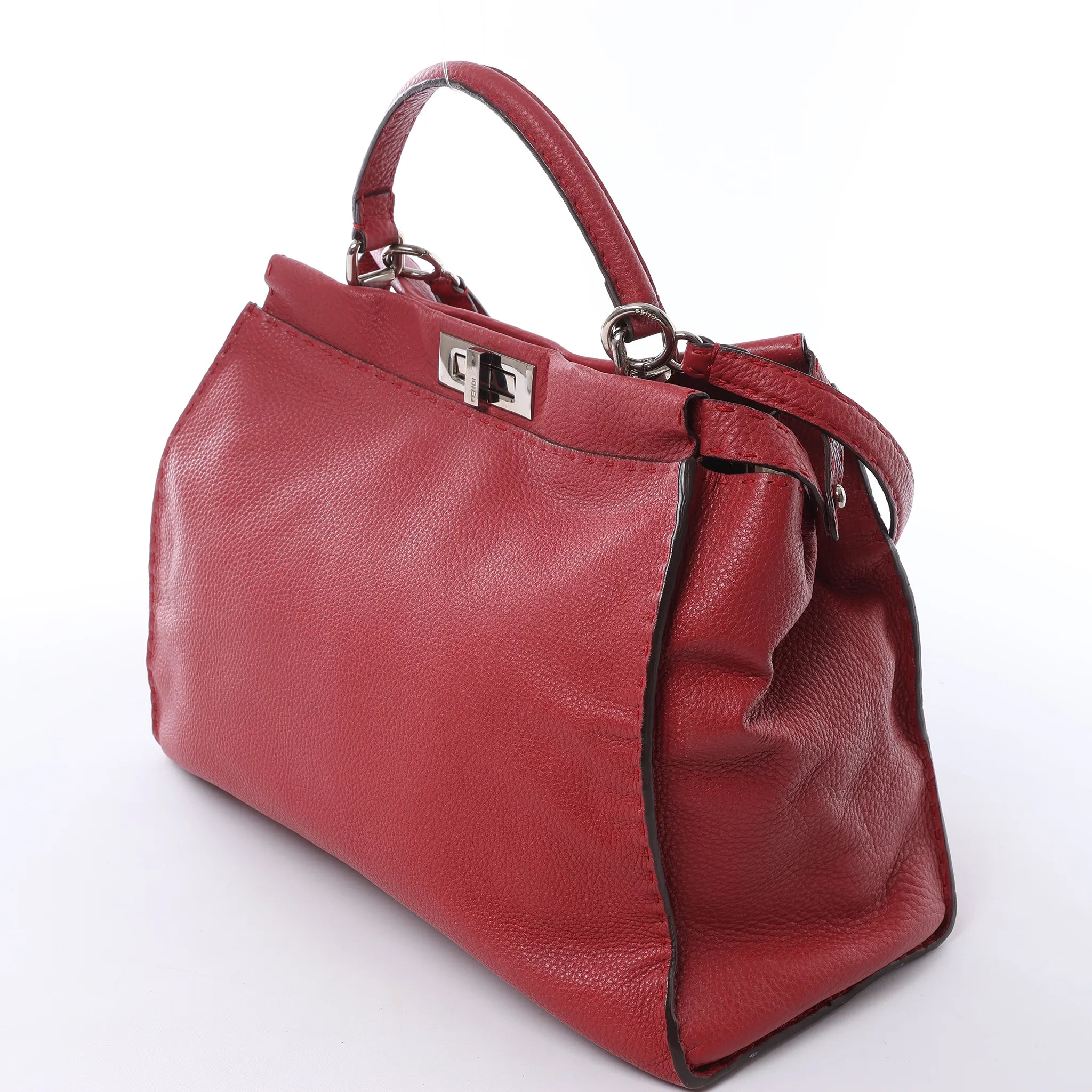 Fendi Peekaboo Large Selleria Leather 2Way Handbag in Red 8BN210