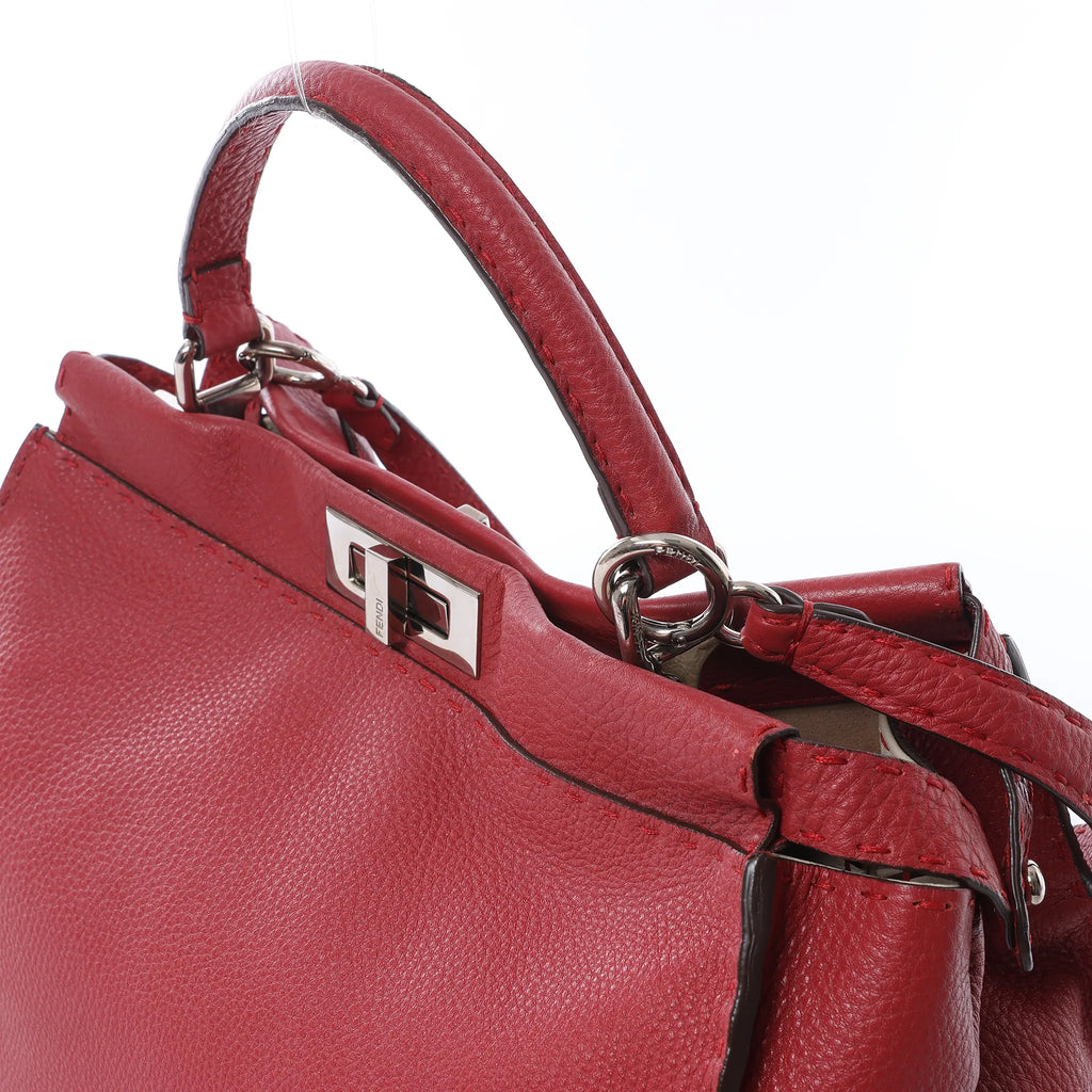 Fendi Peekaboo Large Selleria Leather 2Way Handbag in Red 8BN210