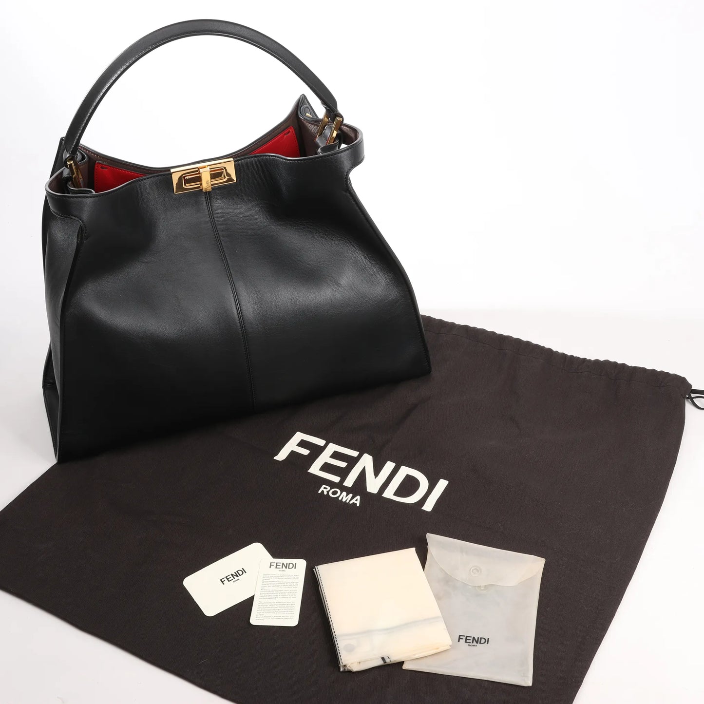 Fendi Peekaboo X-light Large Leather Handbag in Black 8BN304
