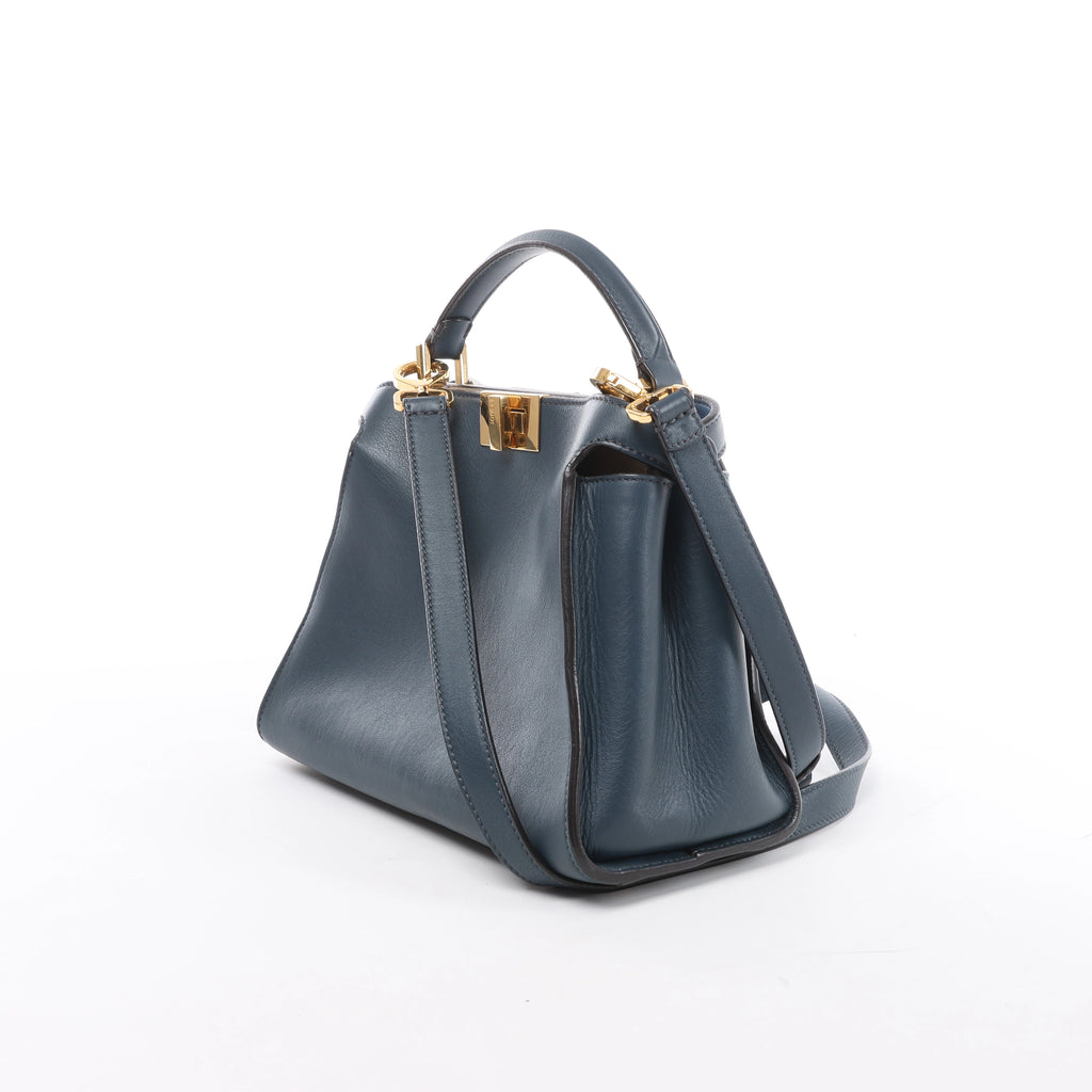 Fendi Peekaboo Essentially Leather 2Way Handbag in Blue 8BN302