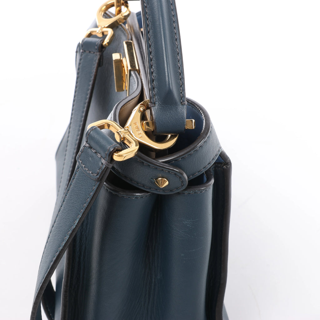 Fendi Peekaboo Essentially Leather 2Way Handbag in Blue 8BN302