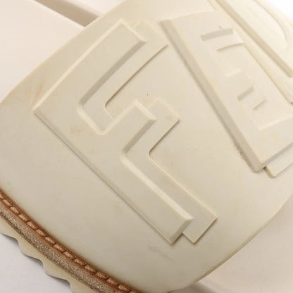 Fendi Rubber Slide Sandals in Ecru, Size 46 EU