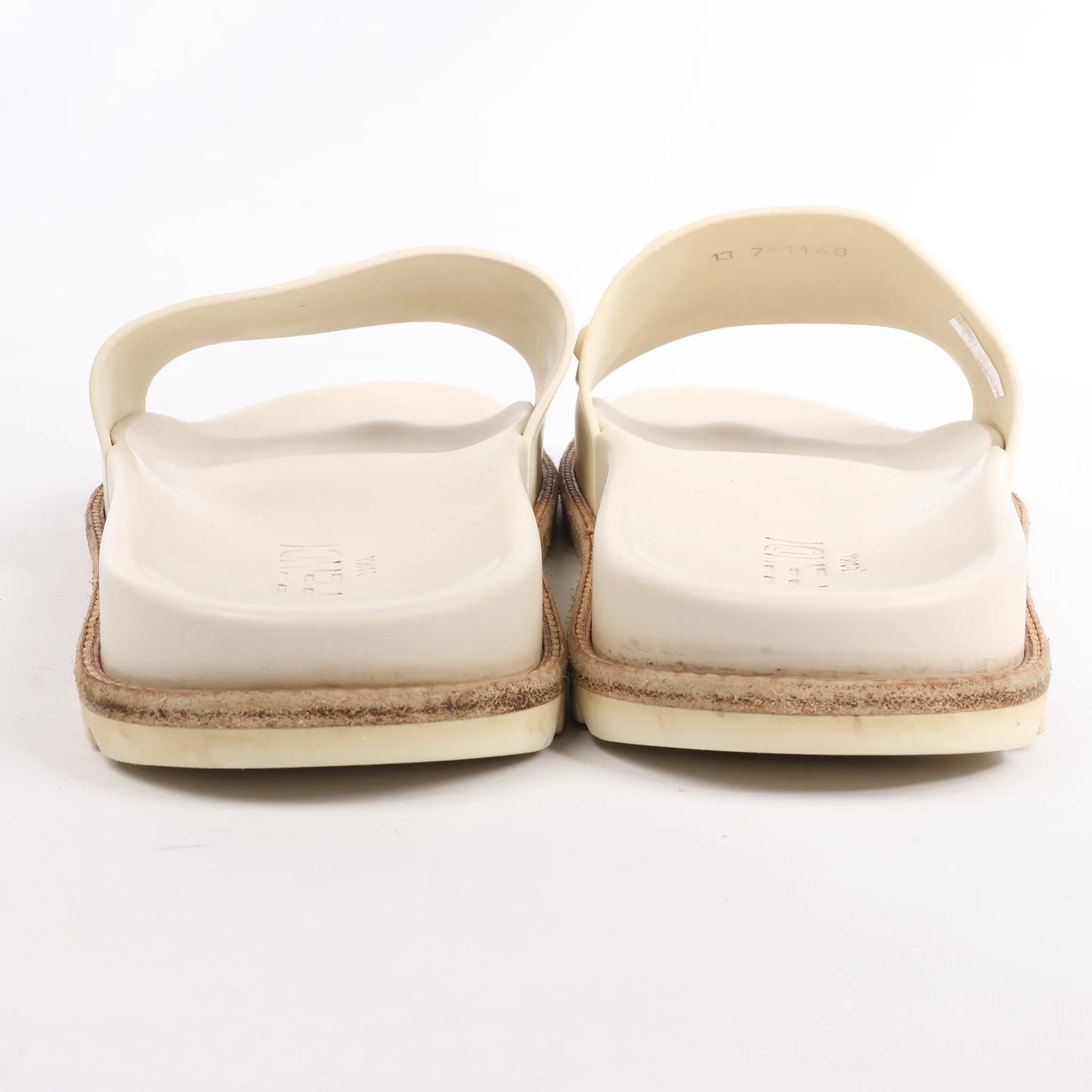 Fendi Rubber Slide Sandals in Ecru, Size 46 EU