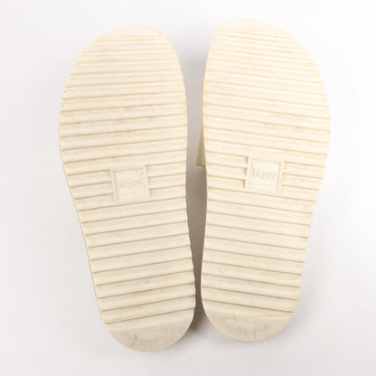 Fendi Rubber Slide Sandals in Ecru, Size 46 EU