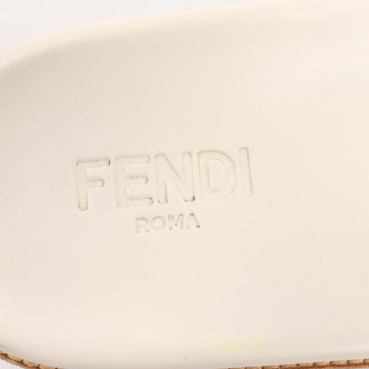 Fendi Rubber Slide Sandals in Ecru, Size 46 EU