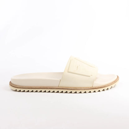 Fendi Rubber Slide Sandals in Ecru, Size 46 EU