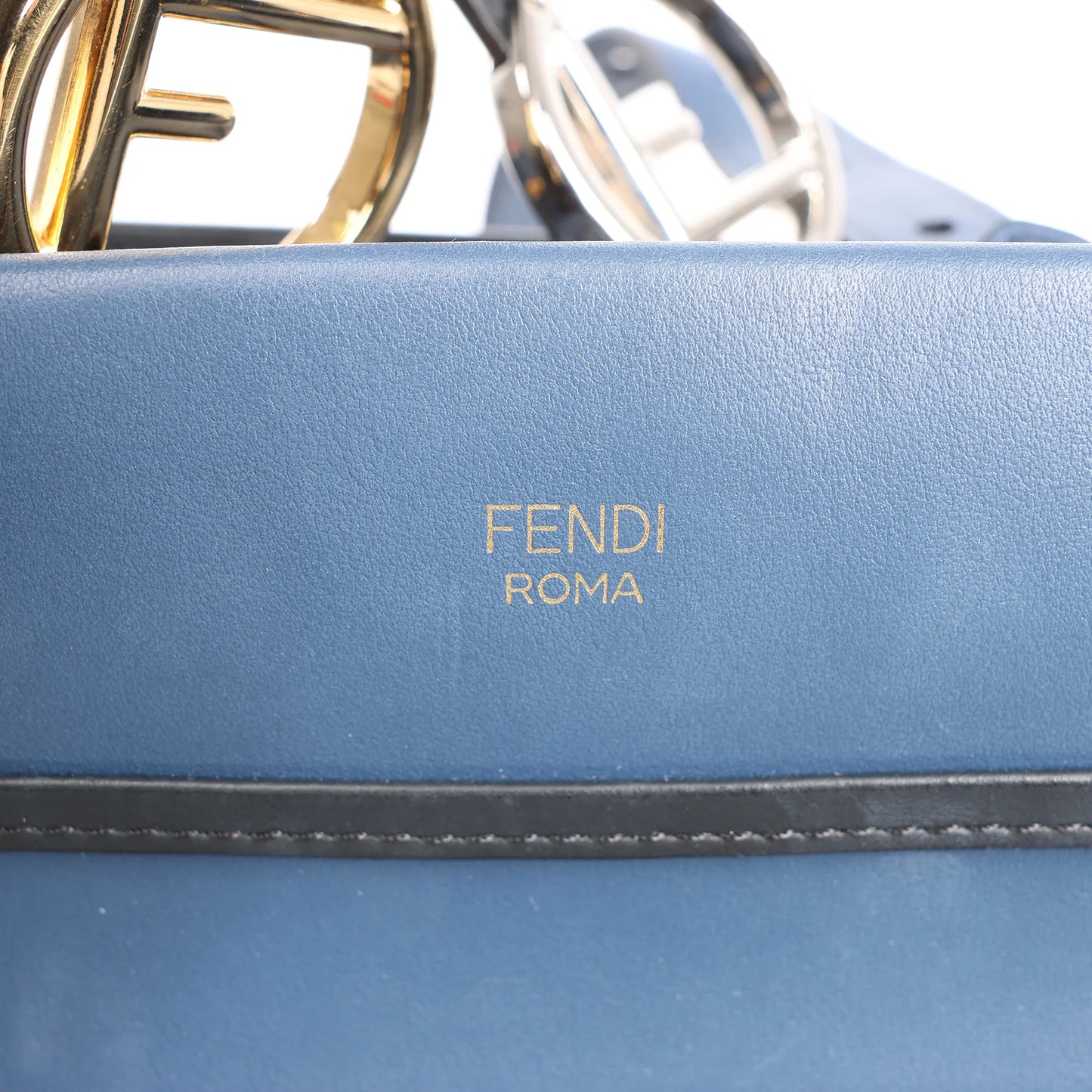 Fendi Runaway Leather 2Way Handbag in Blue 8BH344