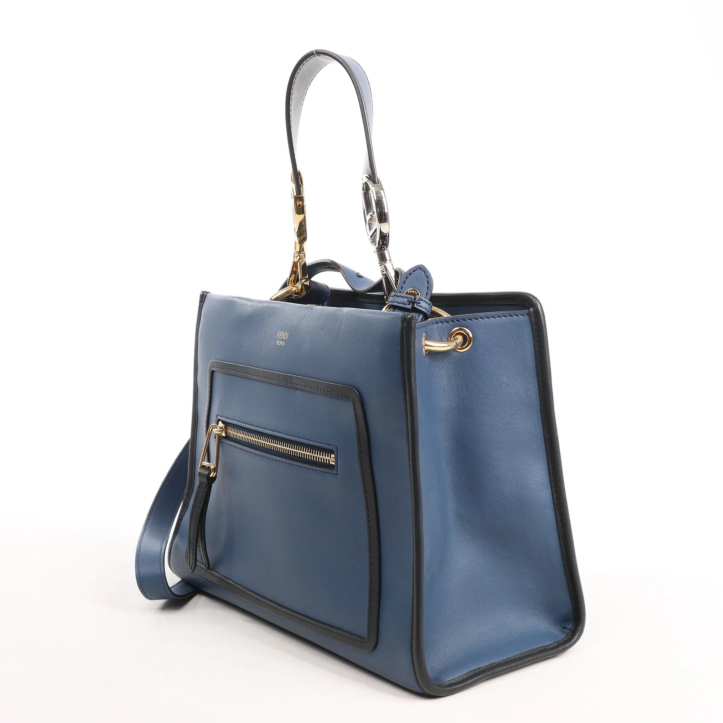 Fendi Runaway Leather 2Way Handbag in Blue 8BH344