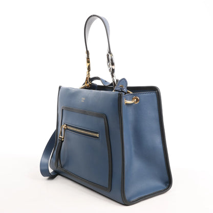 Fendi Runaway Leather 2Way Handbag in Blue 8BH344