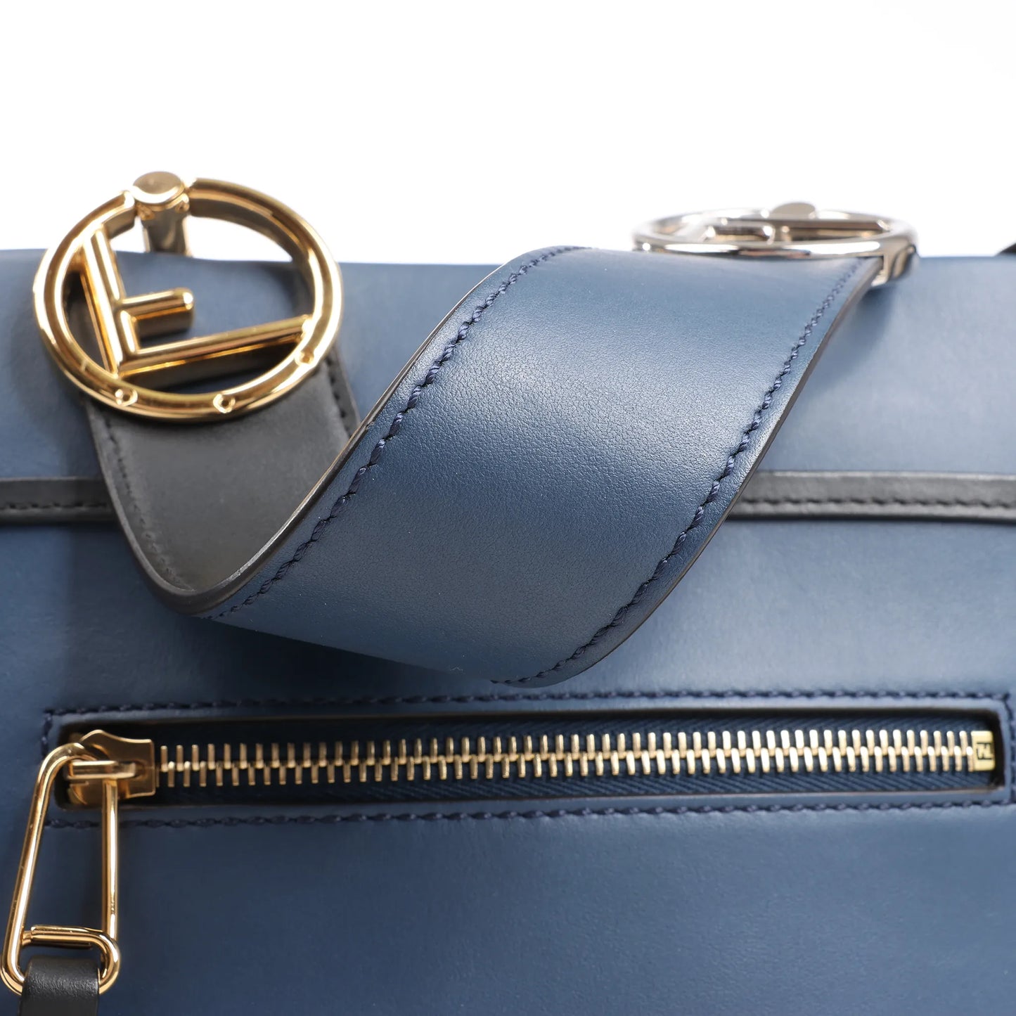 Fendi Runaway Leather 2Way Handbag in Blue 8BH344