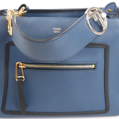 Fendi Runaway Leather 2Way Handbag in Blue 8BH344