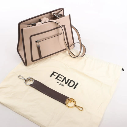 Sac à main Fendi Runaway en cuir beige poudré 8BH344