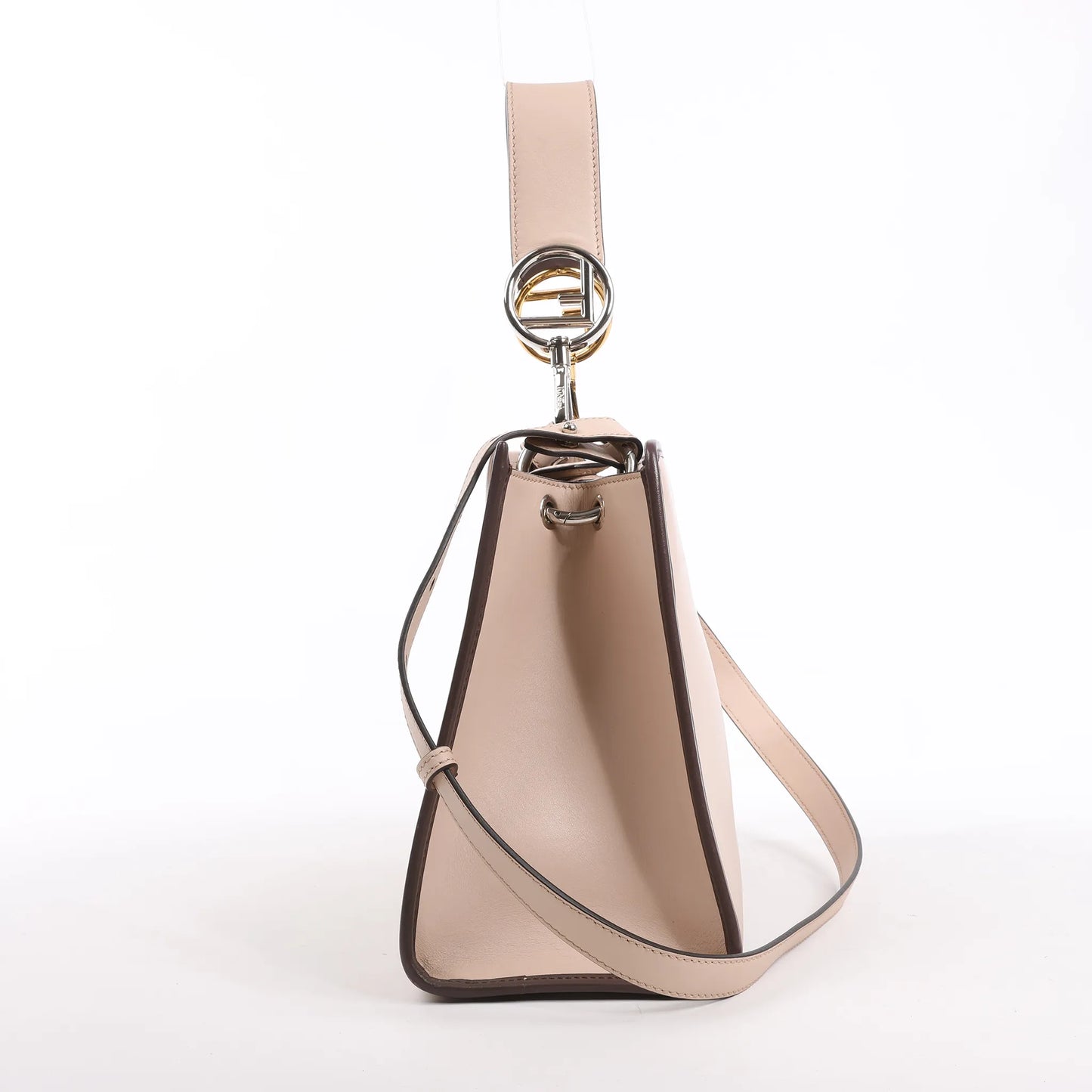 Sac à main Fendi Runaway en cuir beige poudré 8BH344