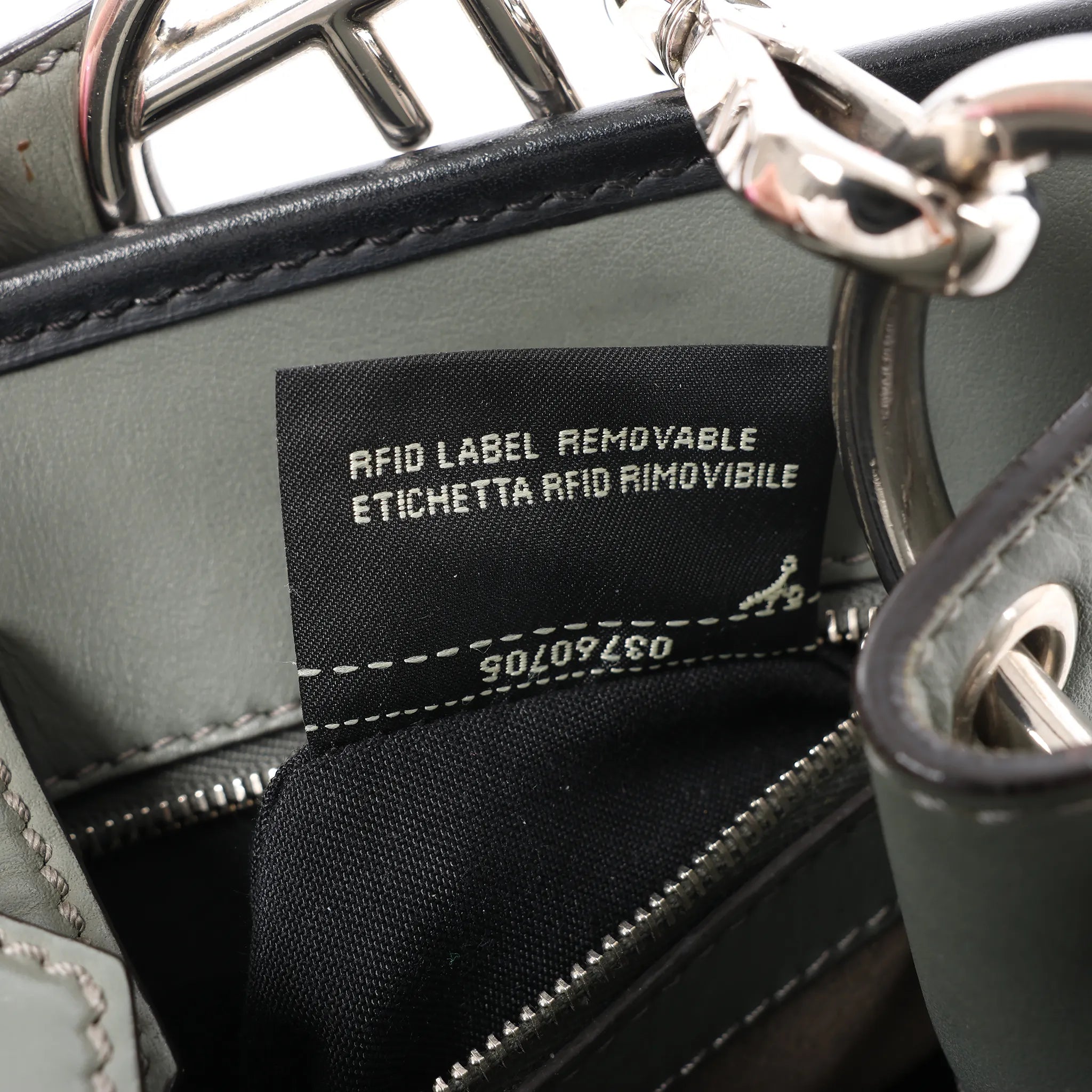 Fendi Runaway Leather Handbag in Green 8BH344