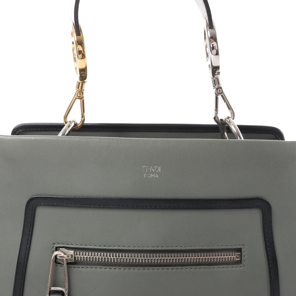 Fendi Runaway Leather Handbag in Green 8BH344