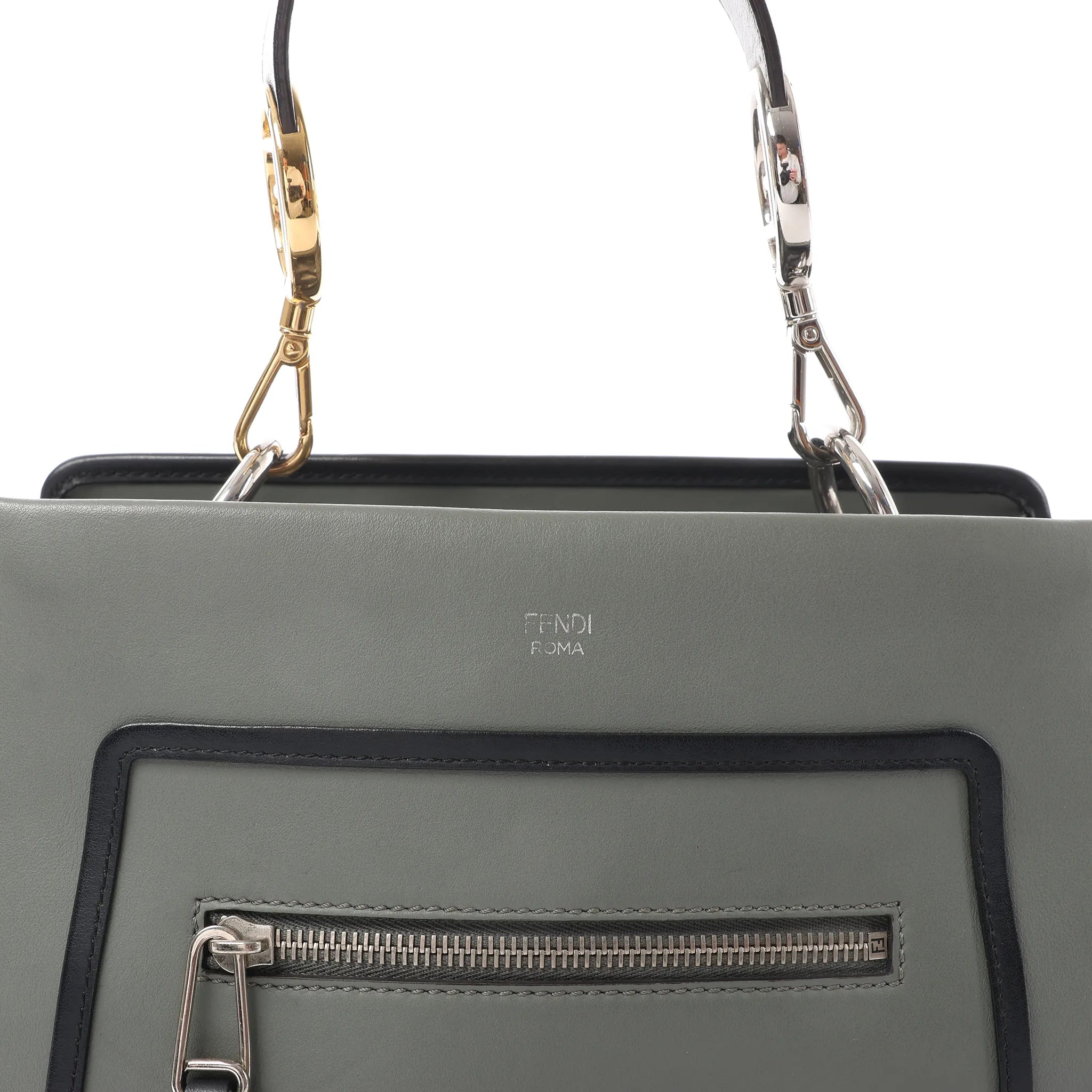 Fendi Runaway Leather Handbag in Green 8BH344