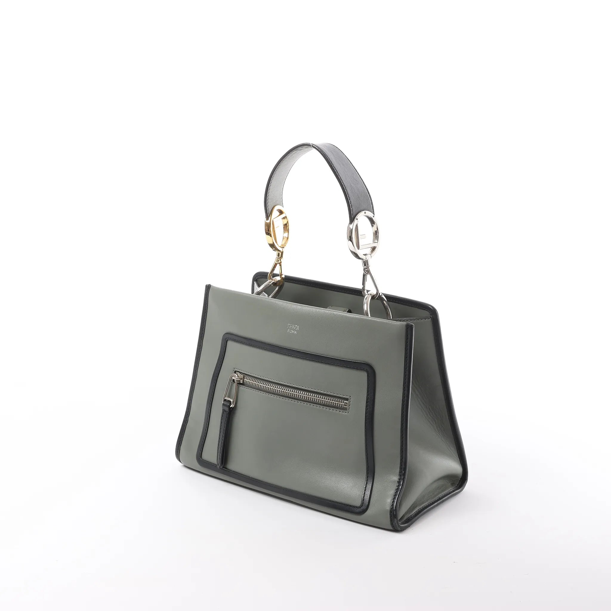 Fendi Runaway Leather Handbag in Green 8BH344
