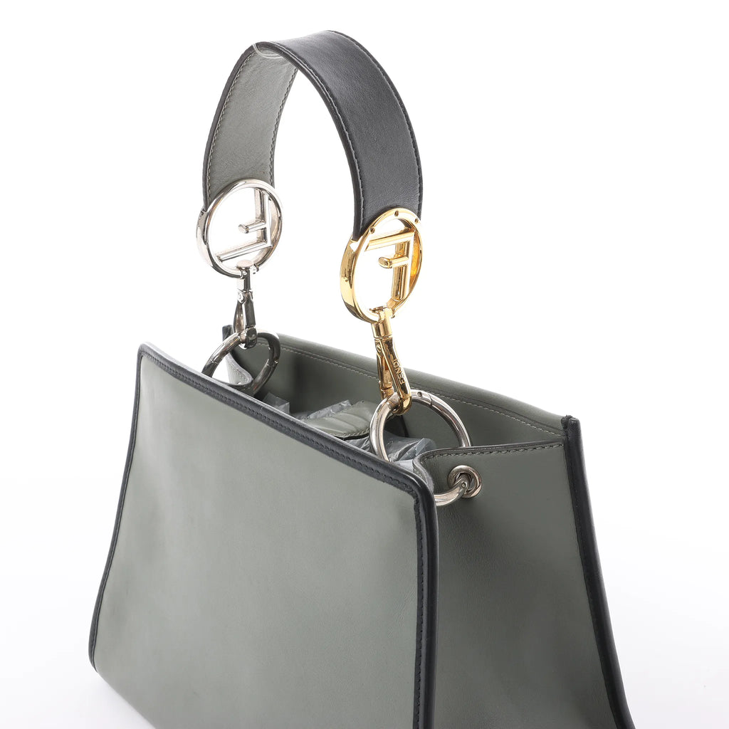 Fendi Runaway Leather Handbag in Green 8BH344