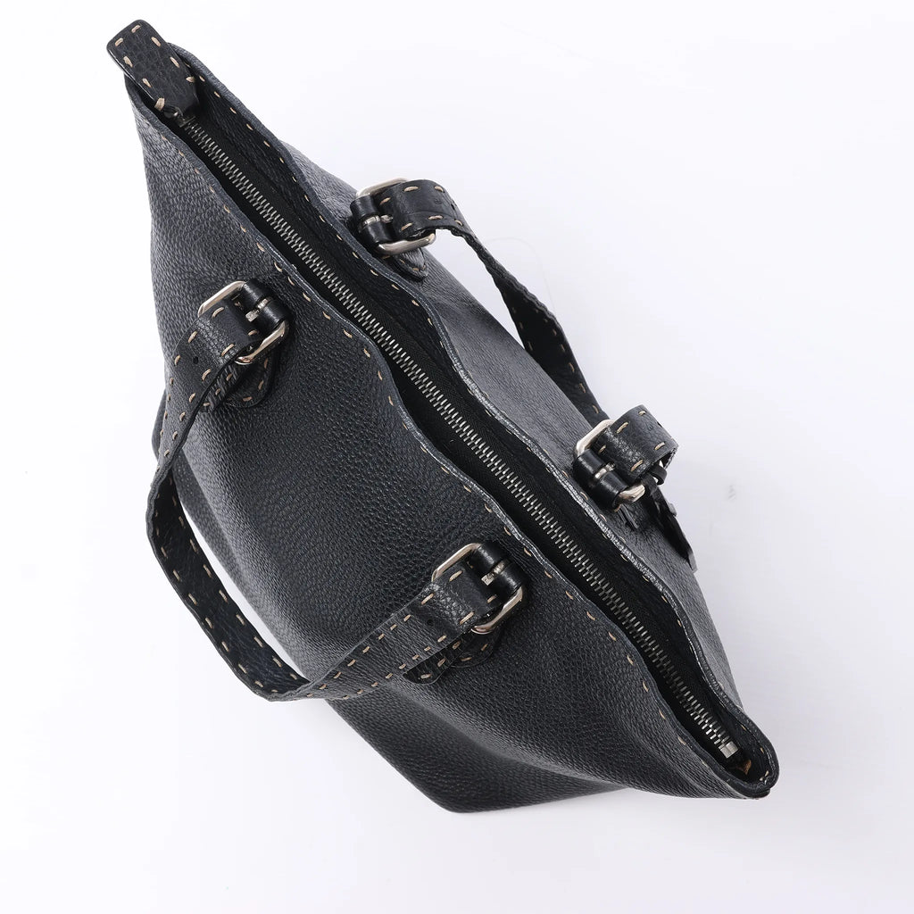 Fendi Carla Selleria Leather Handbag in Black 8BH135