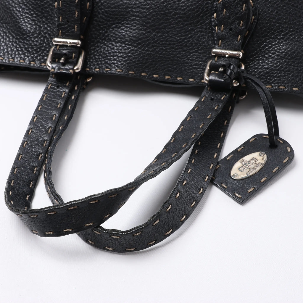 Fendi Carla Selleria Leather Handbag in Black 8BH135