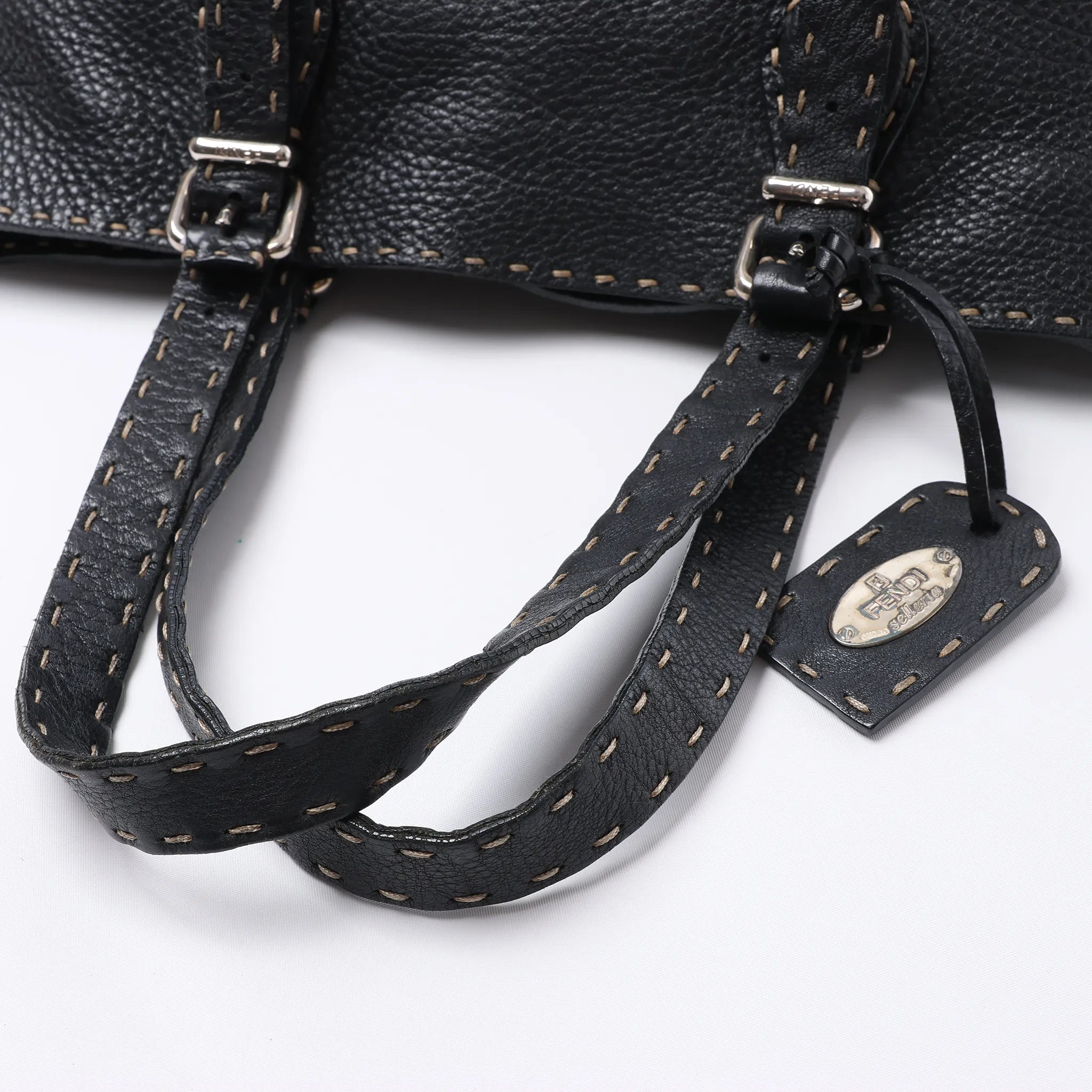 Fendi Carla Selleria Leather Handbag in Black 8BH135