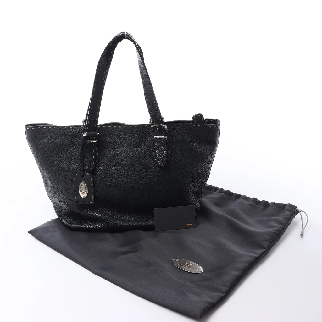 Fendi Carla Selleria Leather Handbag in Black 8BH135