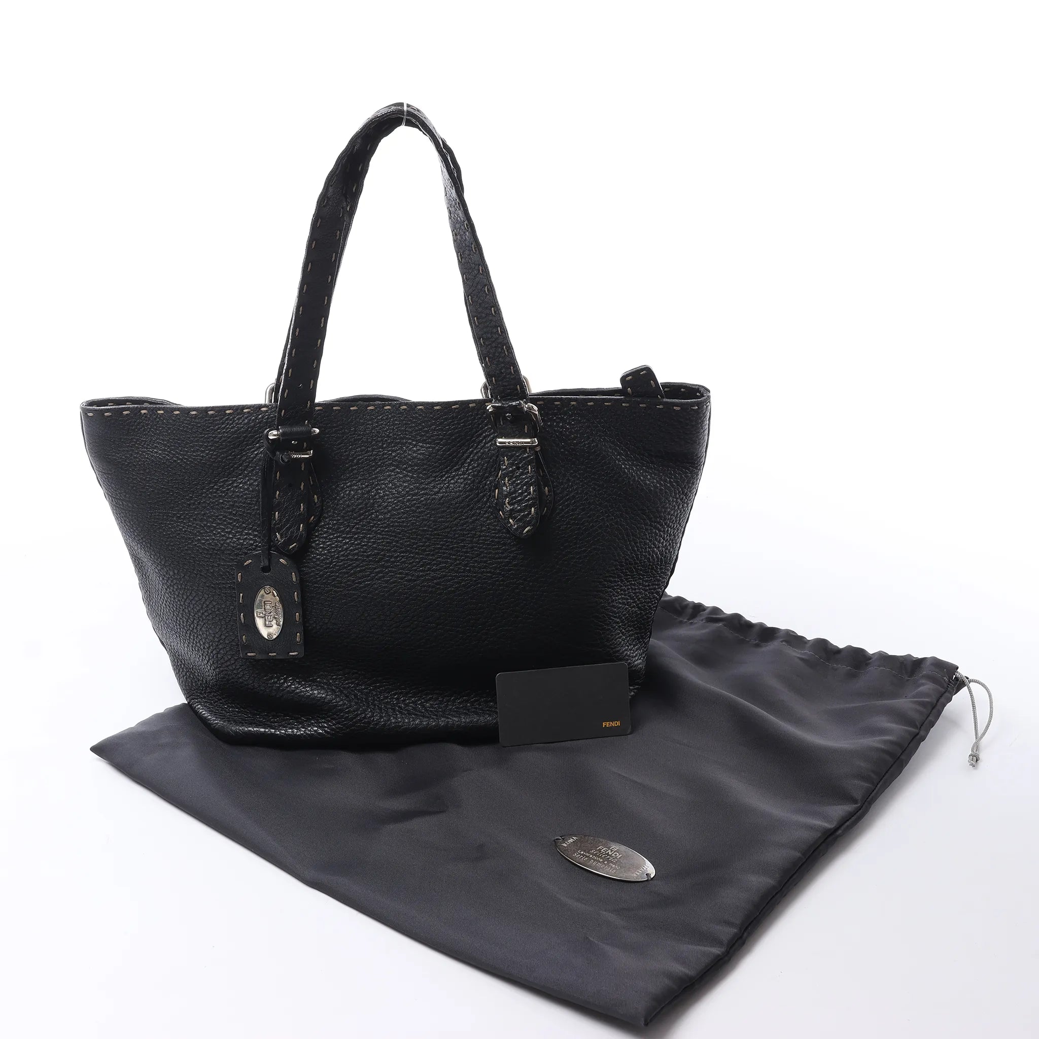 Fendi Carla Selleria Leather Handbag in Black 8BH135