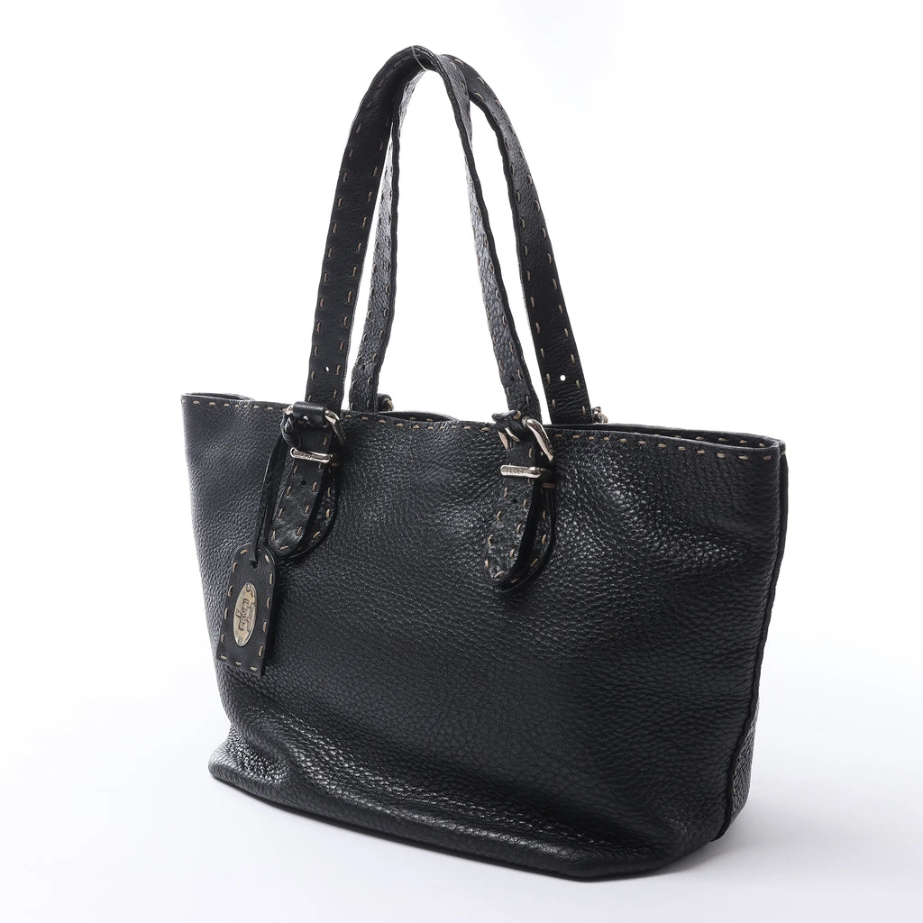 Fendi Carla Selleria Leather Handbag in Black 8BH135