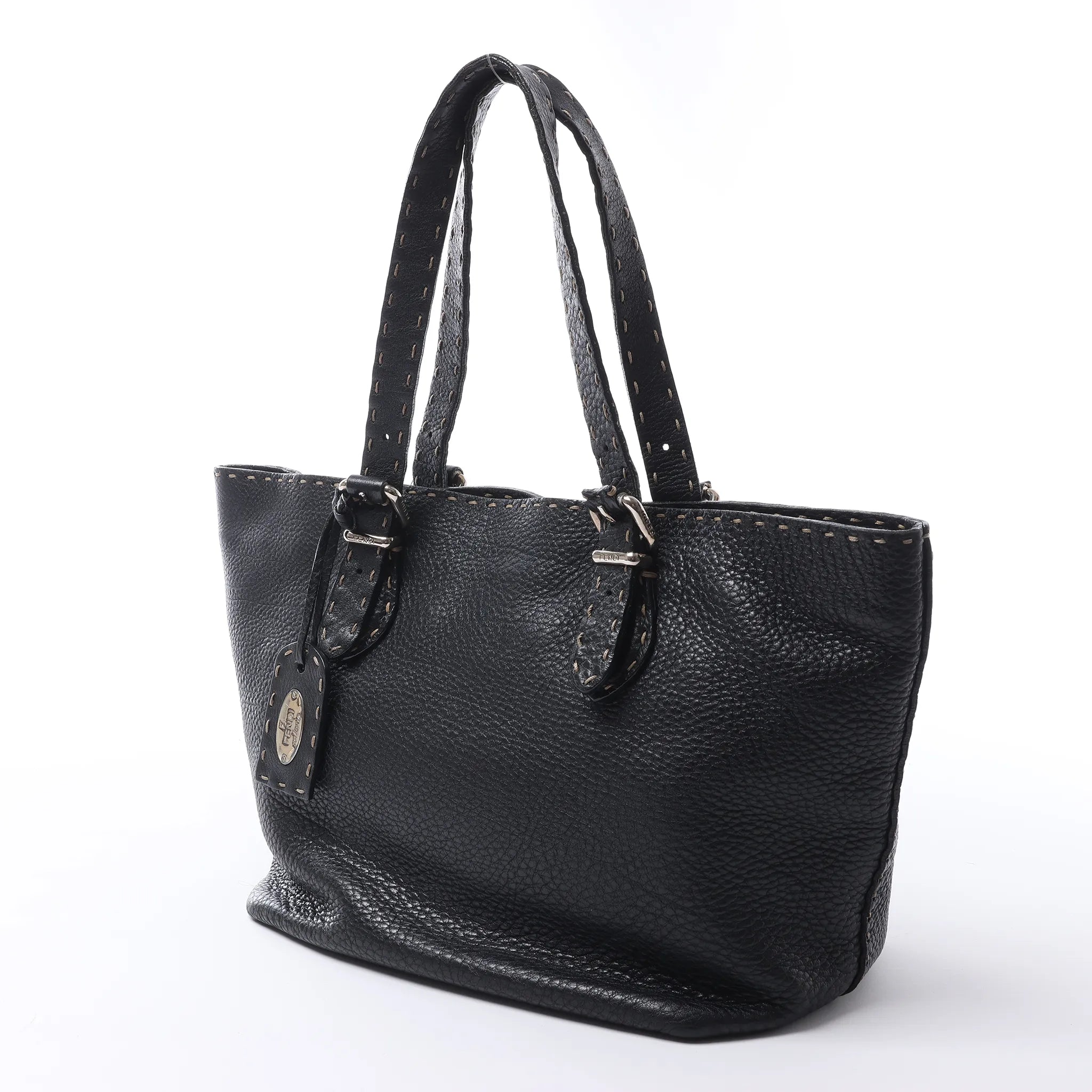 Fendi Carla Selleria Leather Handbag in Black 8BH135