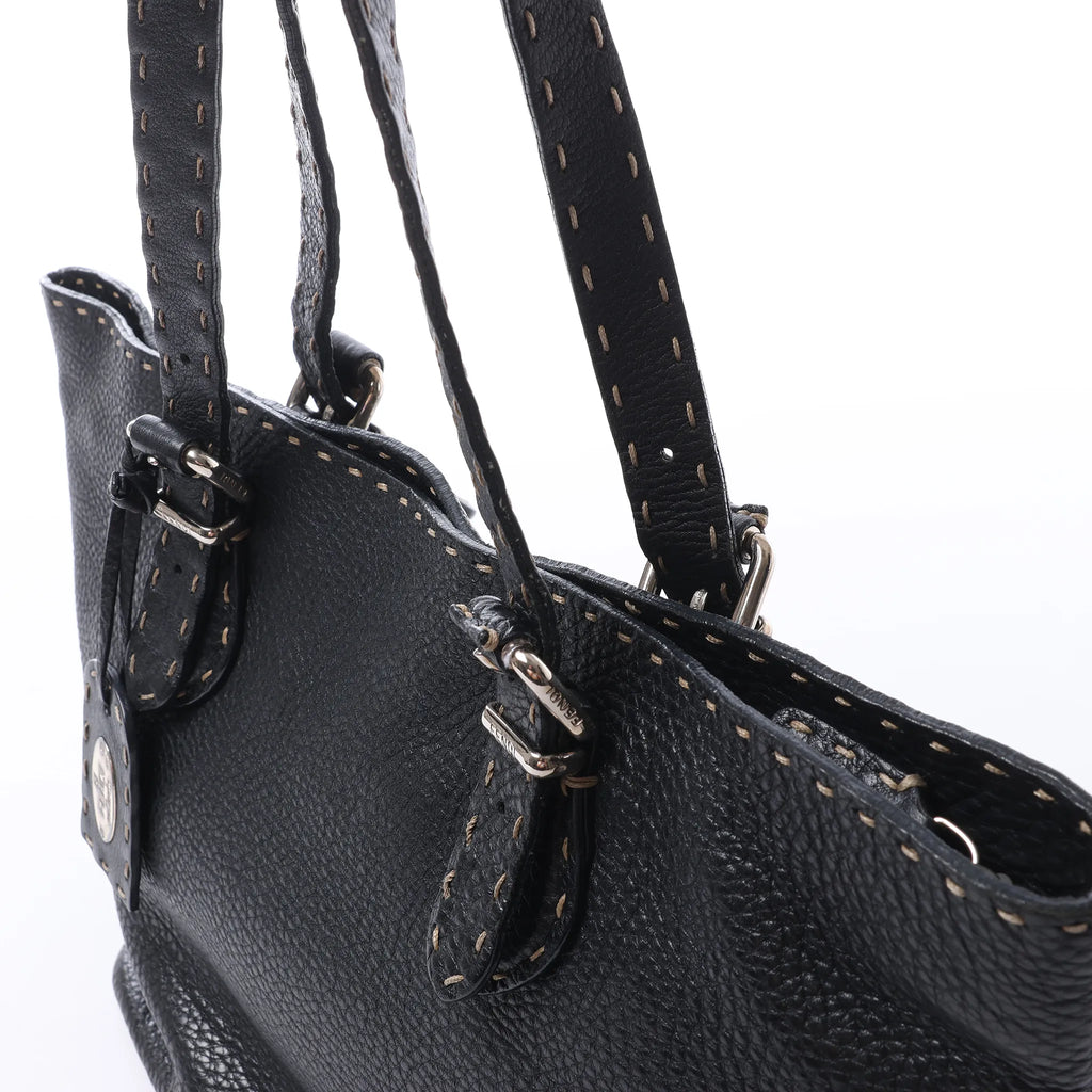 Fendi Carla Selleria Leather Handbag in Black 8BH135