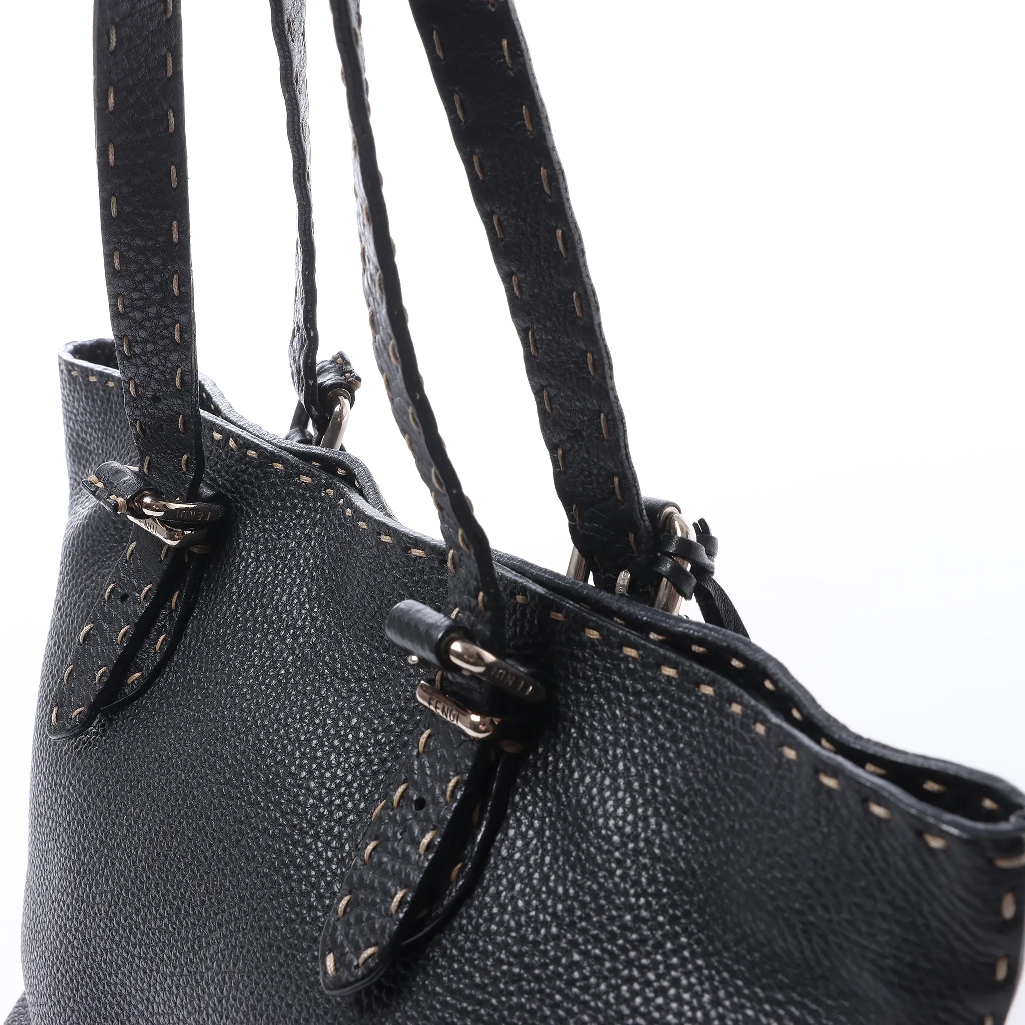 Fendi Carla Selleria Leather Handbag in Black 8BH135
