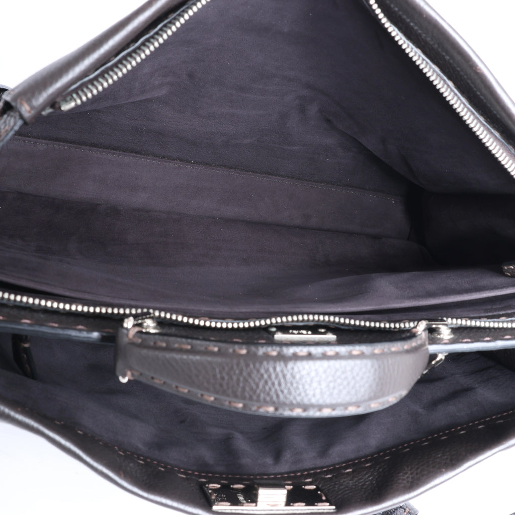 Fendi Selleria Peekaboo Leather 2Way Handbag Gray 7VA388