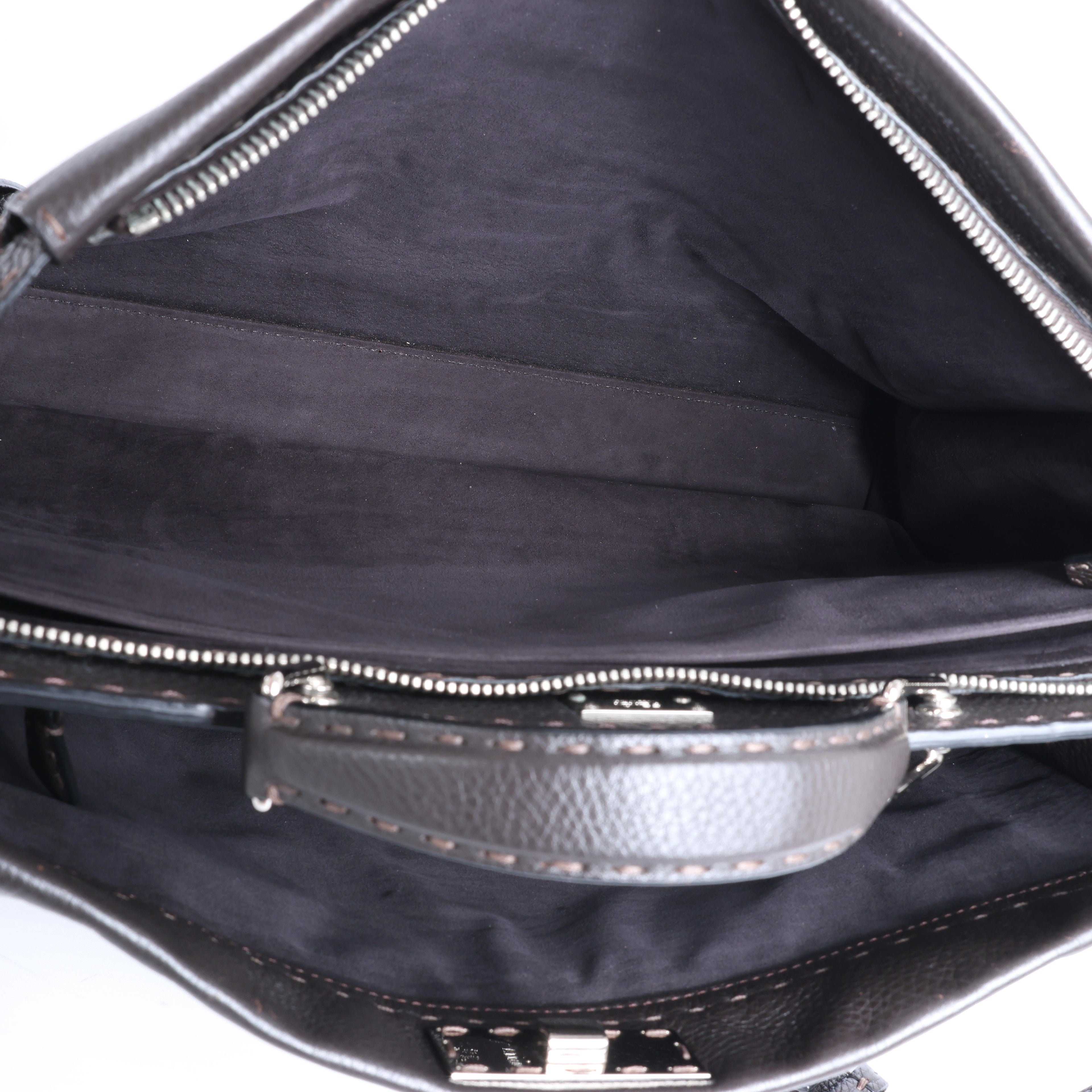 Fendi Selleria Peekaboo Leather 2Way Handbag Gray 7VA388