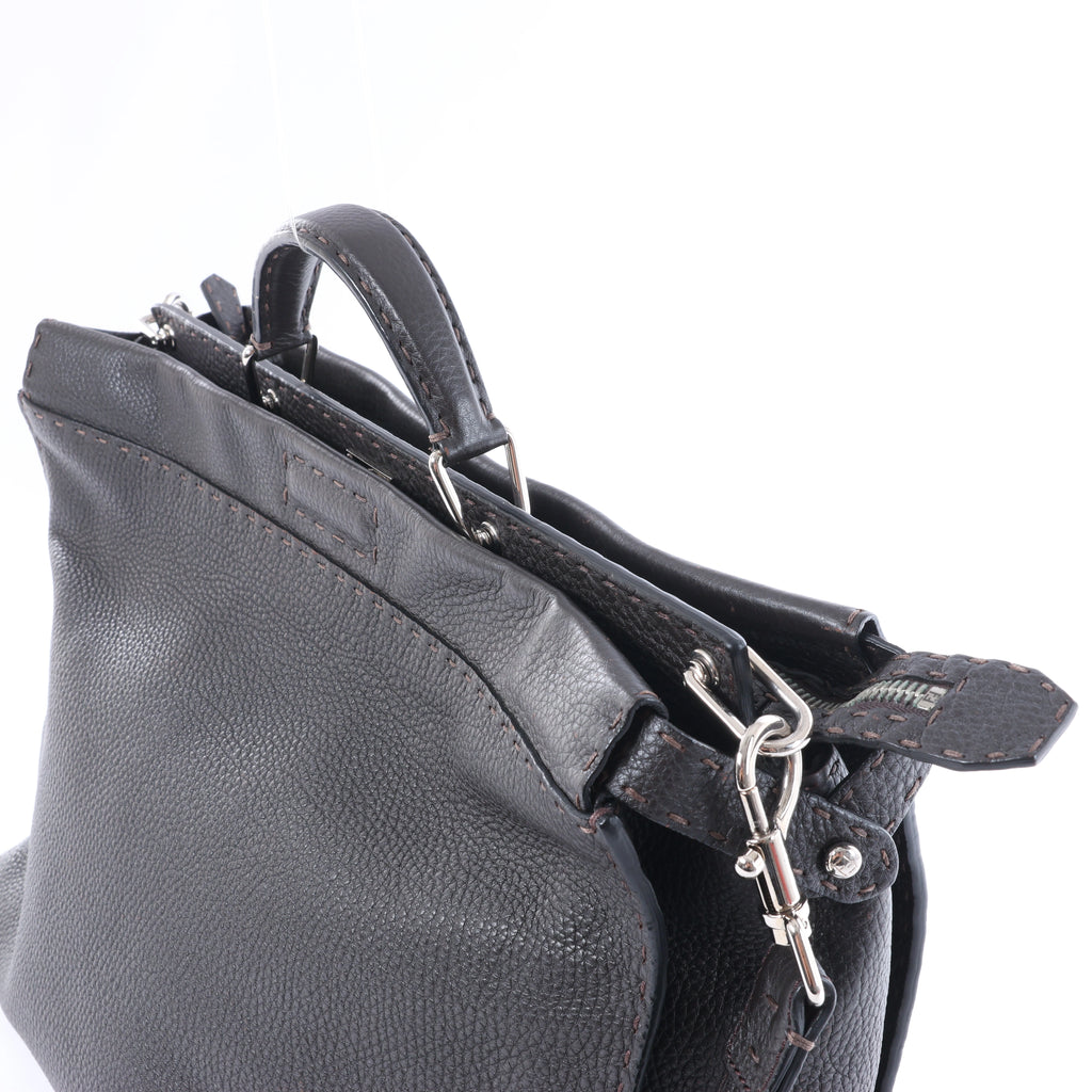 Fendi Selleria Peekaboo Leather 2Way Handbag Gray 7VA388
