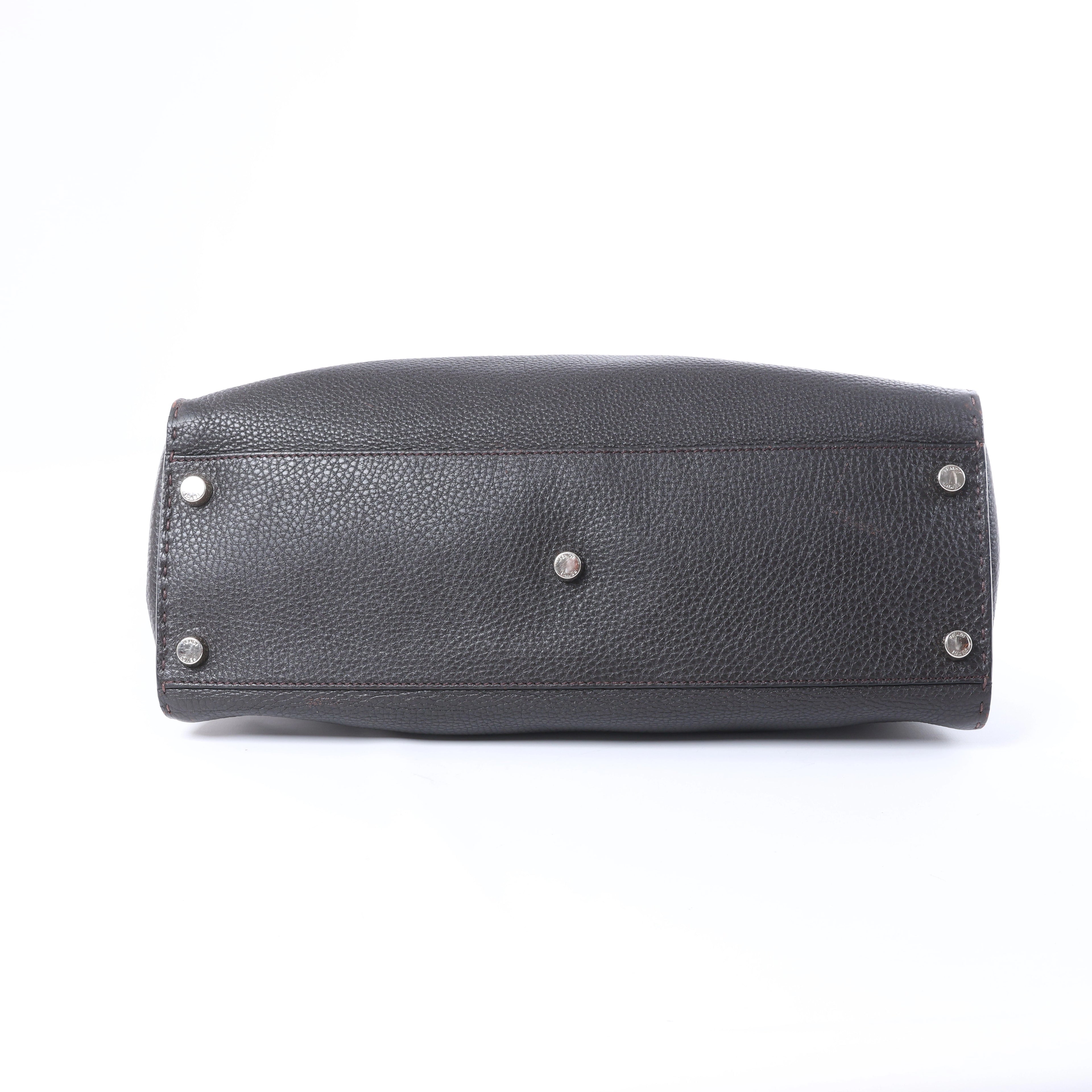 Fendi Selleria Peekaboo Leather 2Way Handbag Gray 7VA388