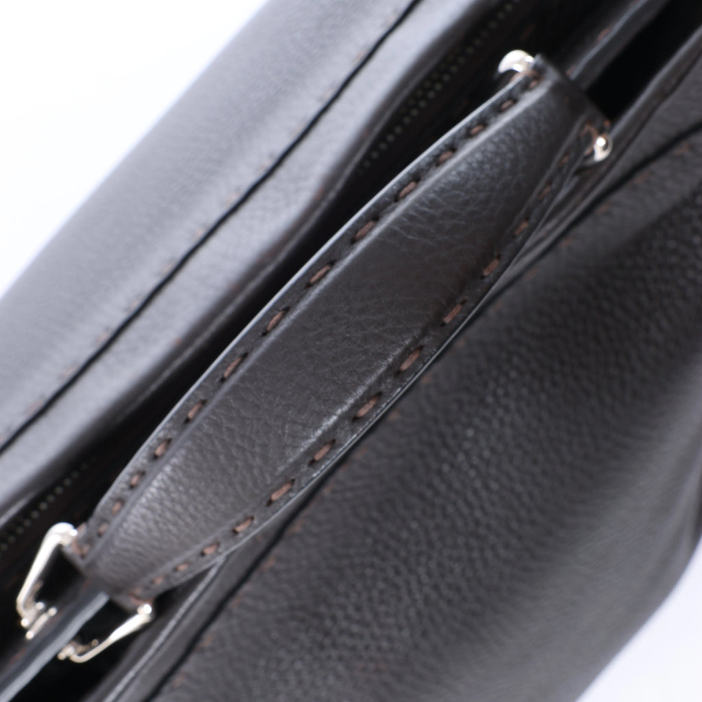 Fendi Selleria Peekaboo Leather 2Way Handbag Gray 7VA388