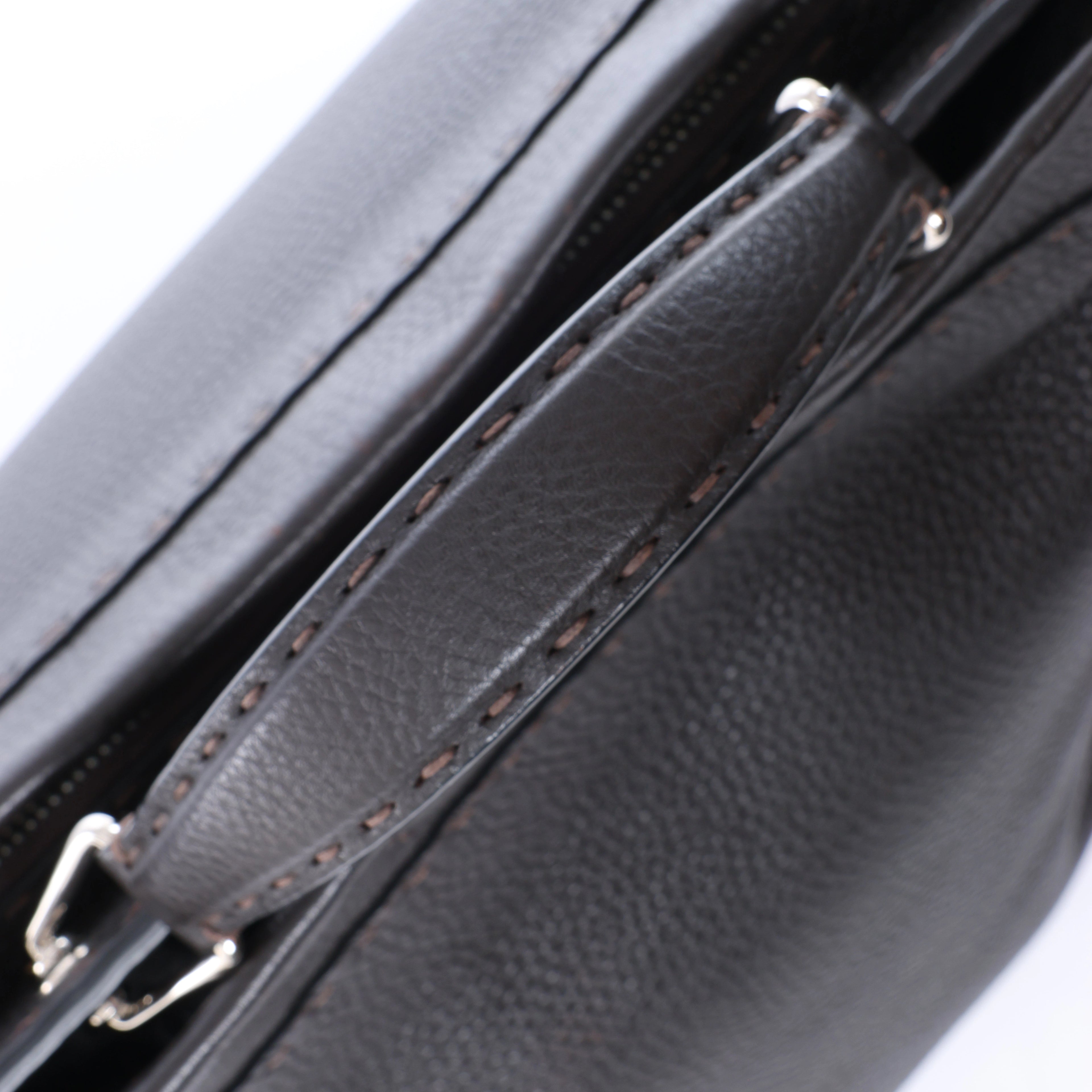 Fendi Selleria Peekaboo Leather 2Way Handbag Gray 7VA388