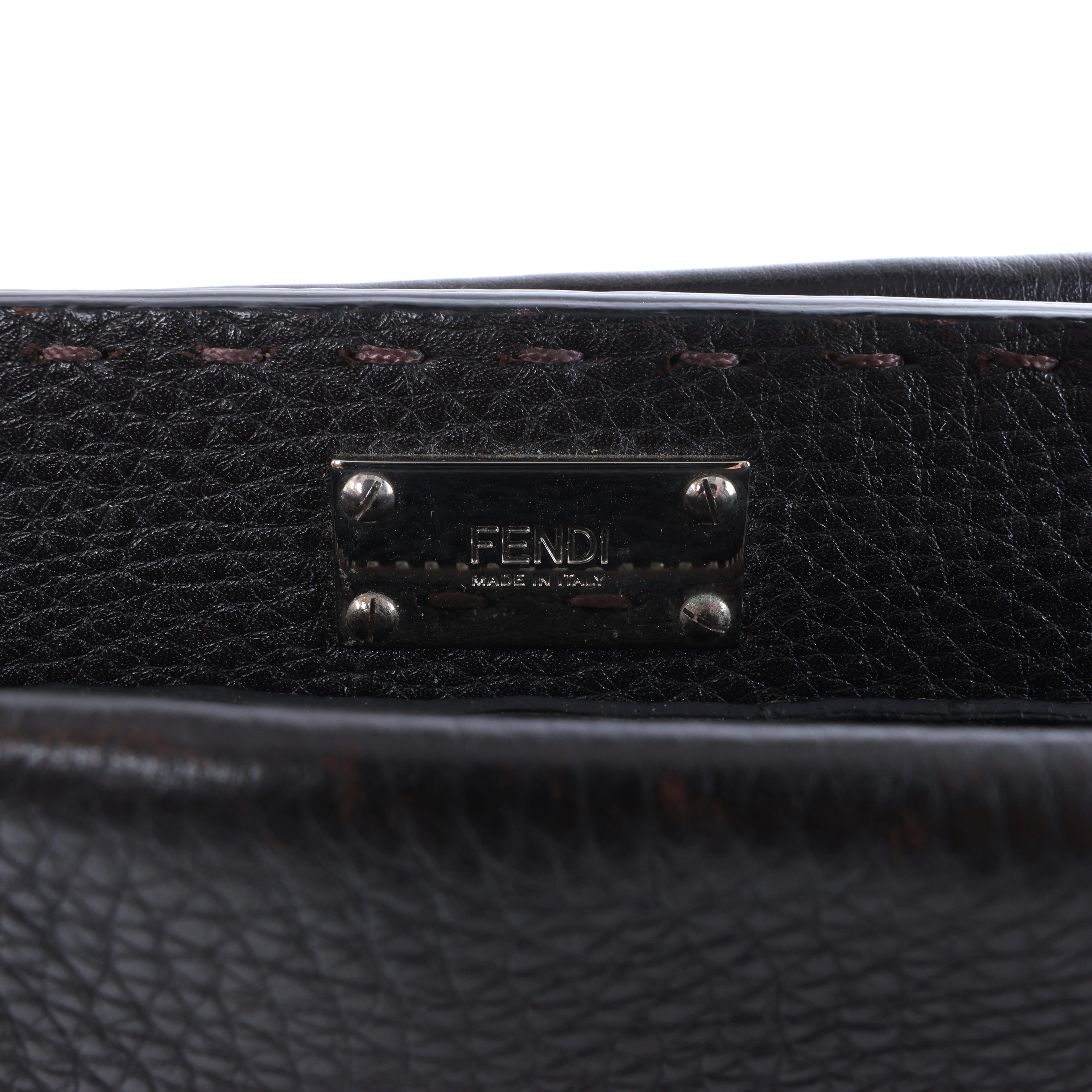 Fendi Selleria Peekaboo Leather 2Way Handbag Gray 7VA388