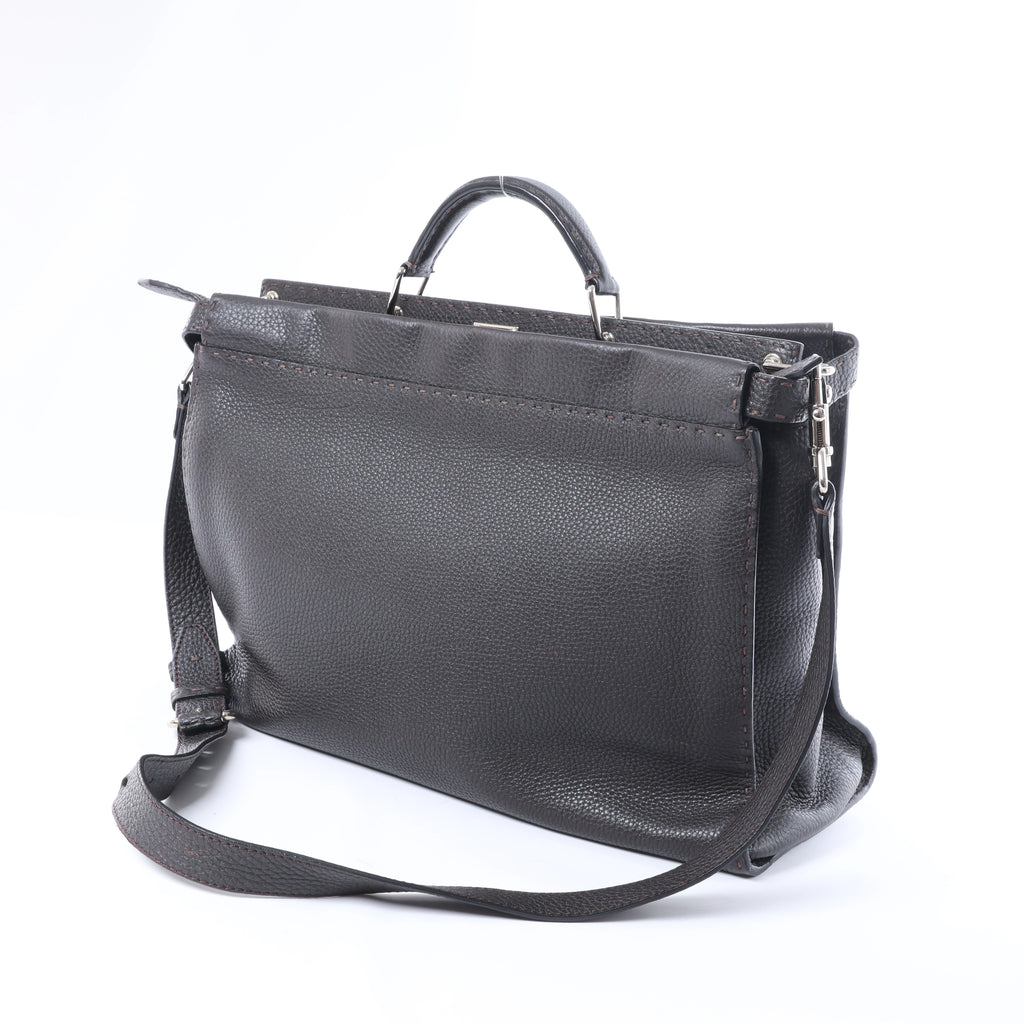 Fendi Selleria Peekaboo Leather 2Way Handbag Gray 7VA388