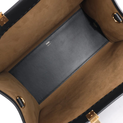 Grand sac à main en cuir Fendi Sunshine noir 8BH372