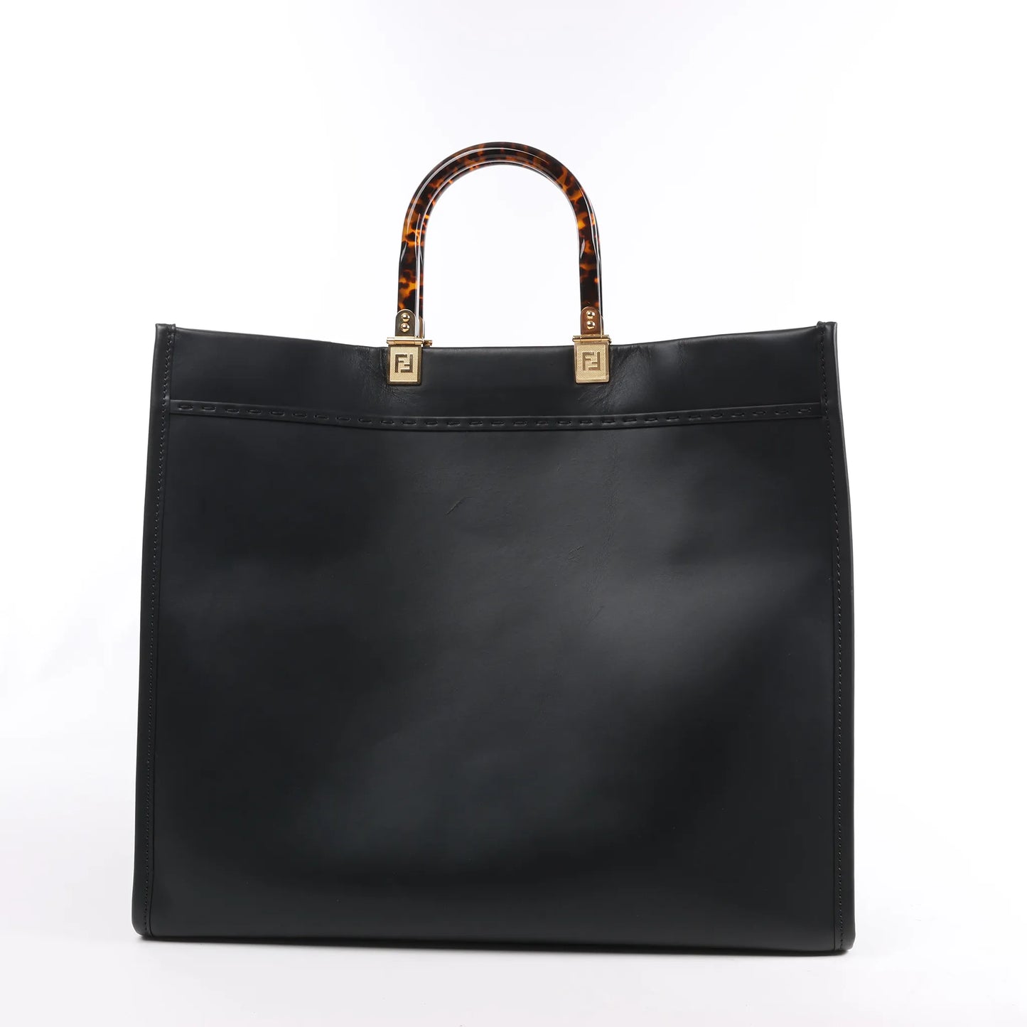 Grand sac à main en cuir Fendi Sunshine noir 8BH372