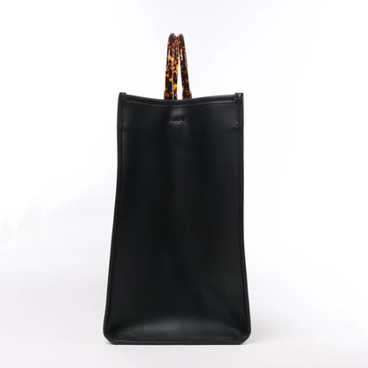 Grand sac à main en cuir Fendi Sunshine noir 8BH372