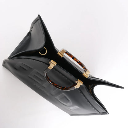 Grand sac à main en cuir Fendi Sunshine noir 8BH372