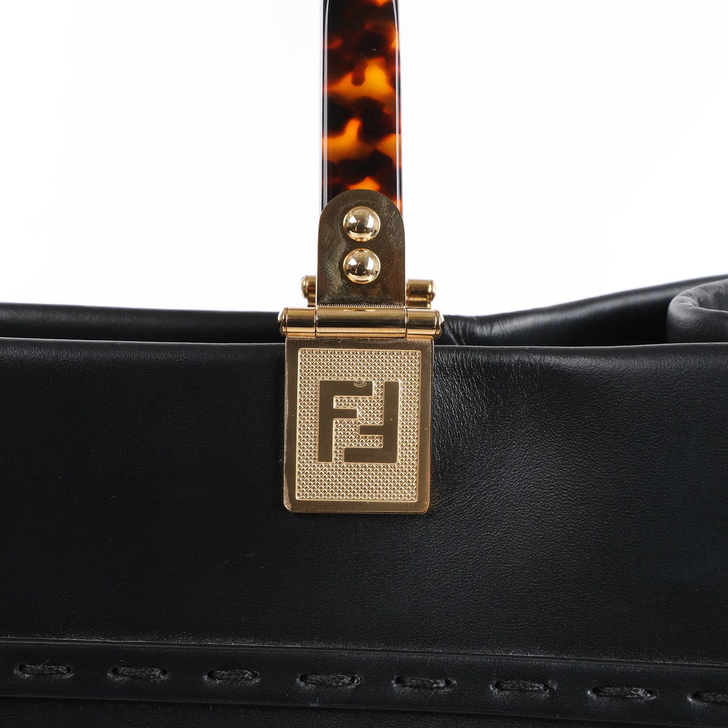 Grand sac à main en cuir Fendi Sunshine noir 8BH372