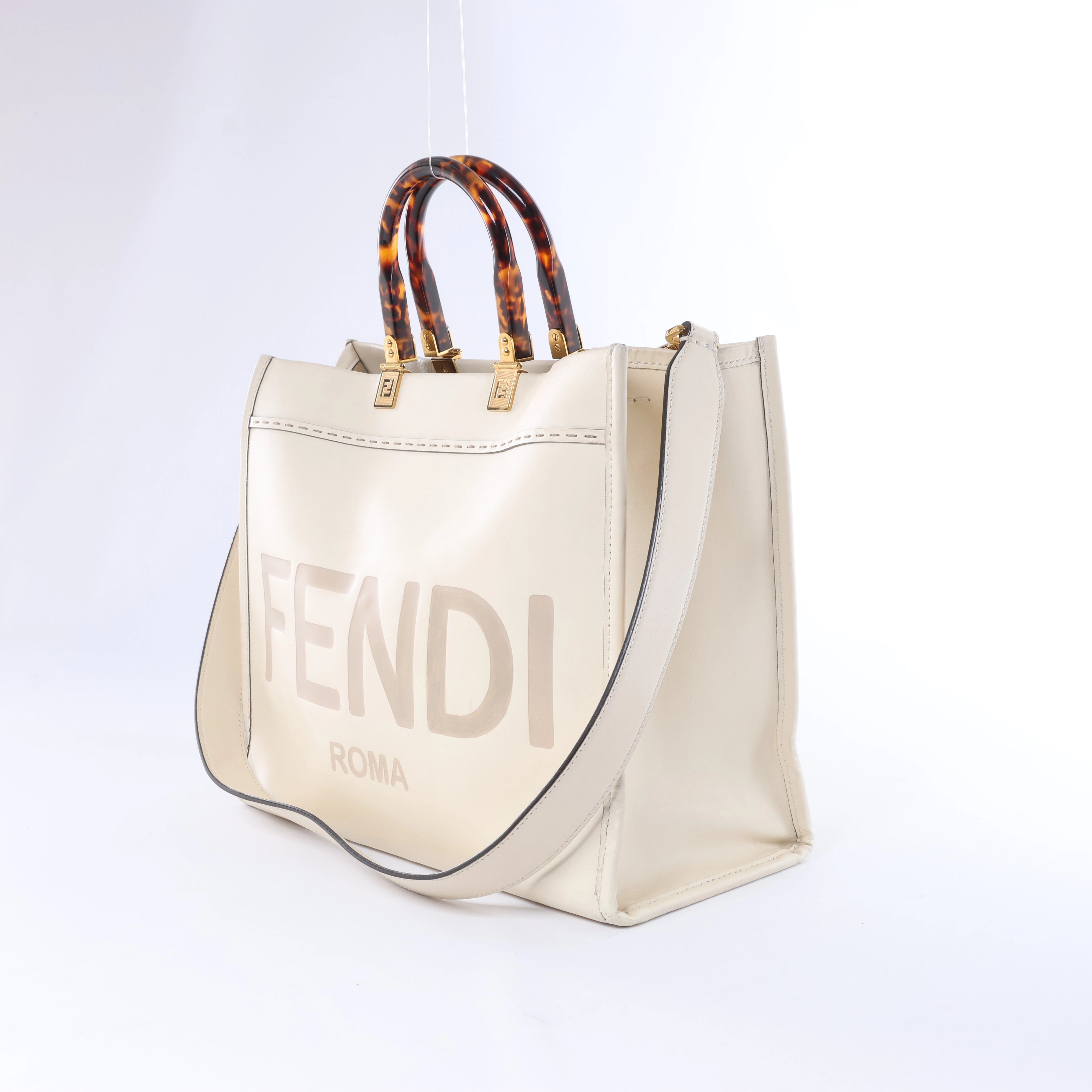 Fendi Sunshine Medium Leather 2Way Handbag in Beige 8BH386