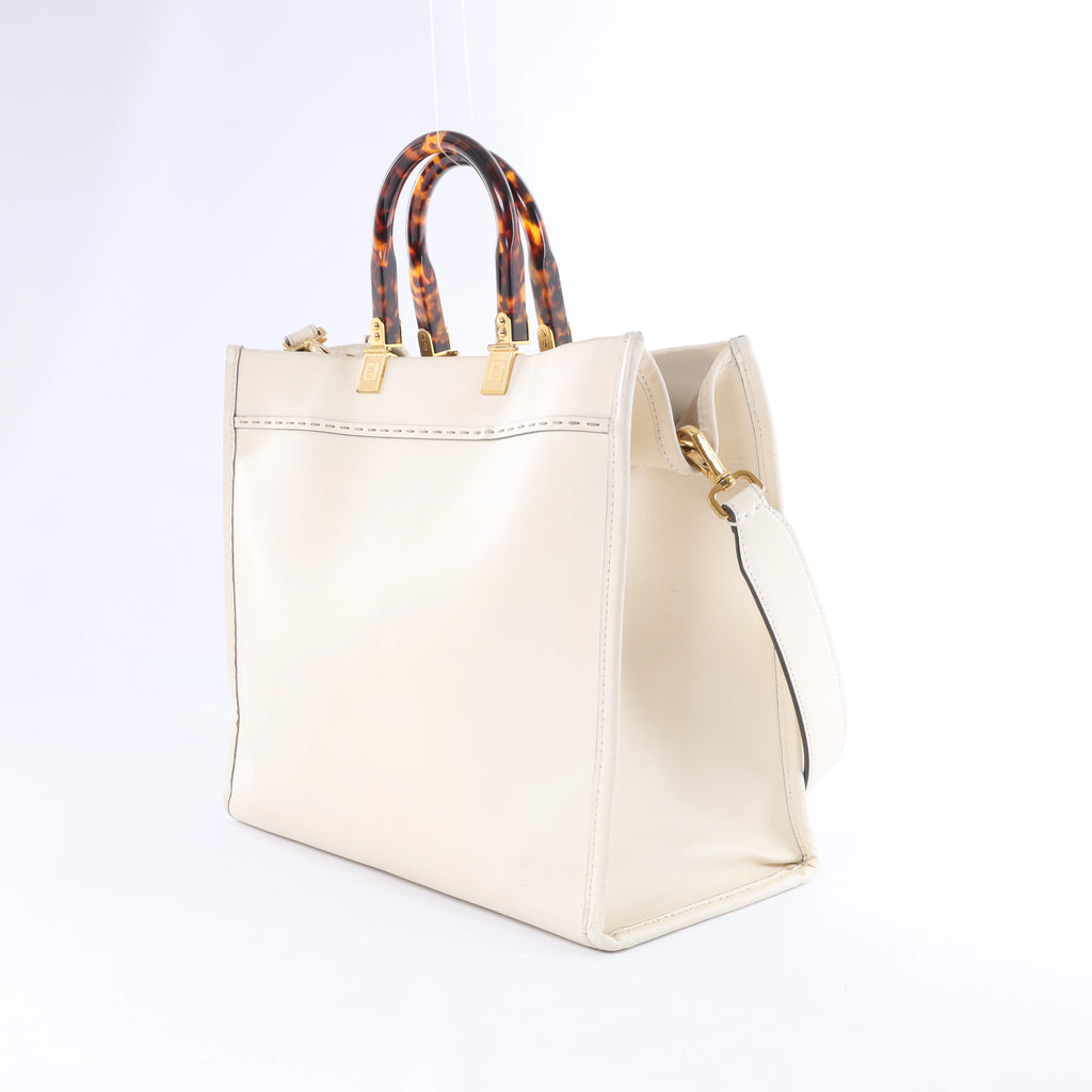 Fendi Sunshine Medium Leather 2Way Handbag in Beige 8BH386