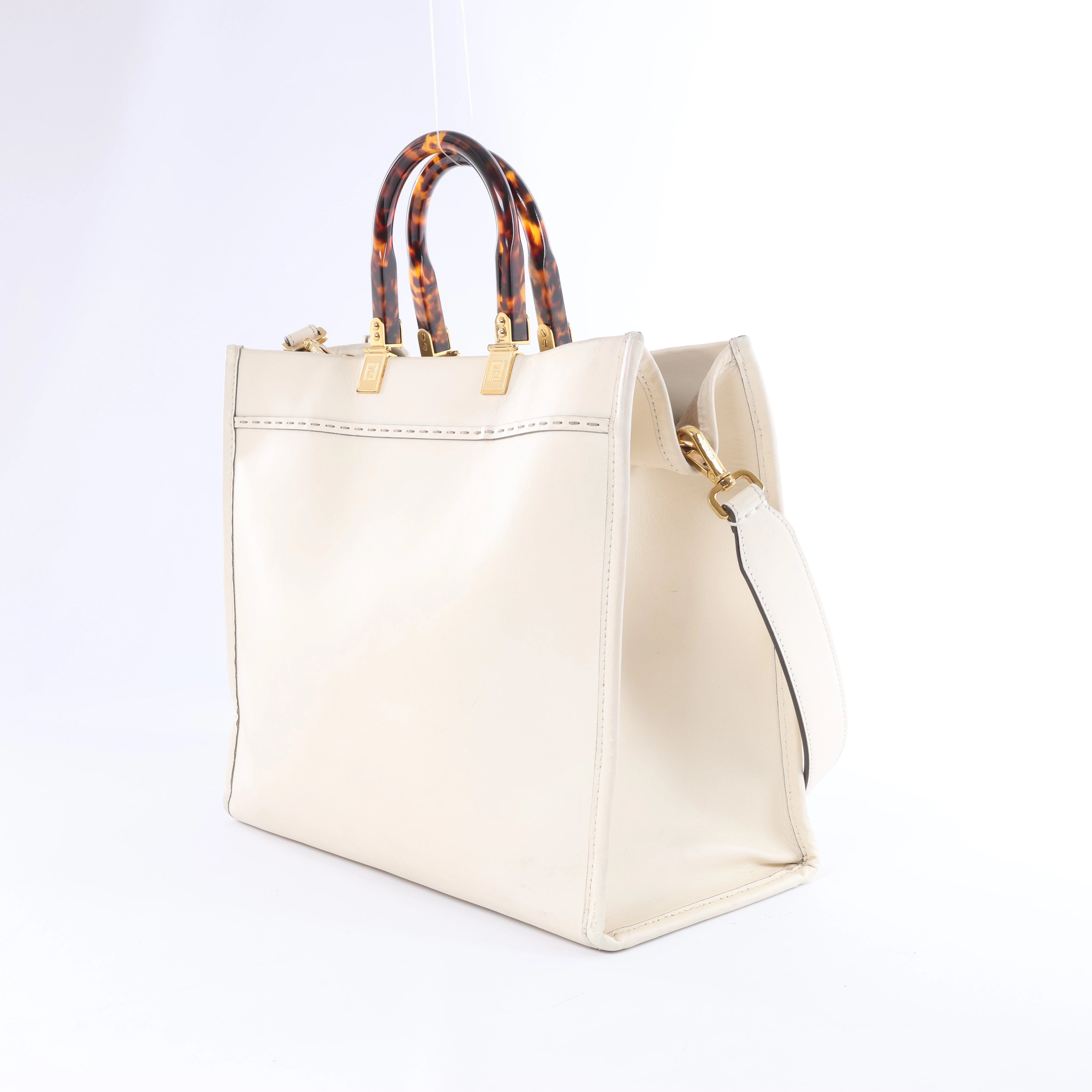 Fendi Sunshine Medium Leather 2Way Handbag in Beige 8BH386