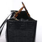 Fendi Sunshine Medium Leather 2Way Handbag in Black