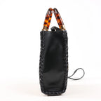Fendi Mon Sunshine Shopper Zucchino Small Raffia x Leather 2Way Handbag in Black x Beige 8BS051